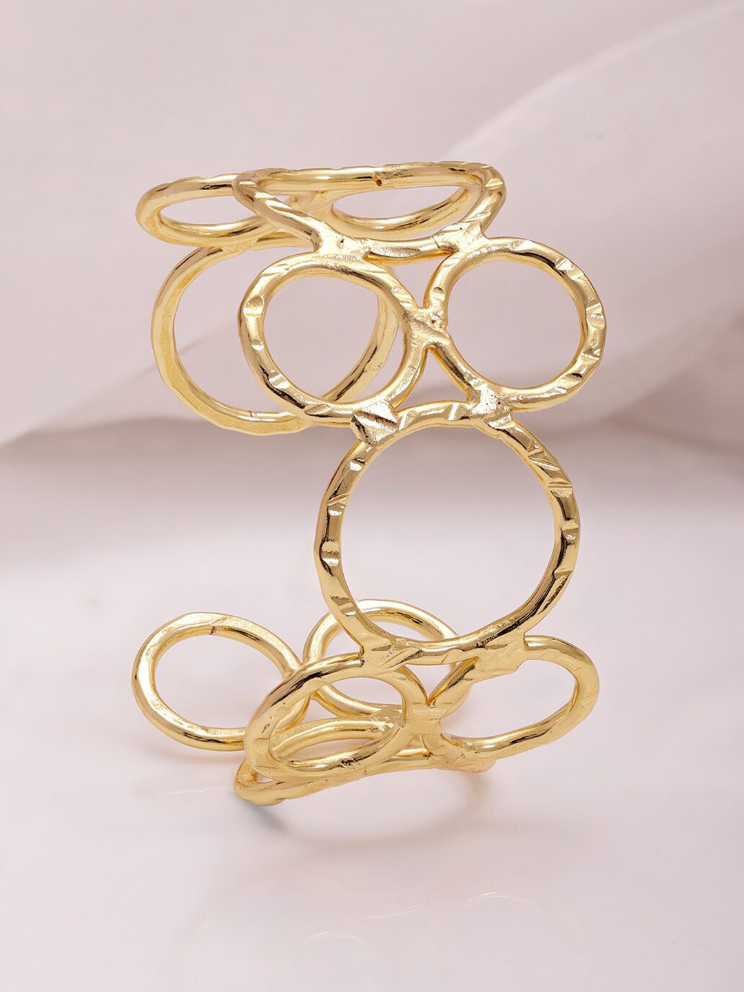 Rubans 18K Gold Plated Stylish and  Circle Floral Design Cuff Bracelet