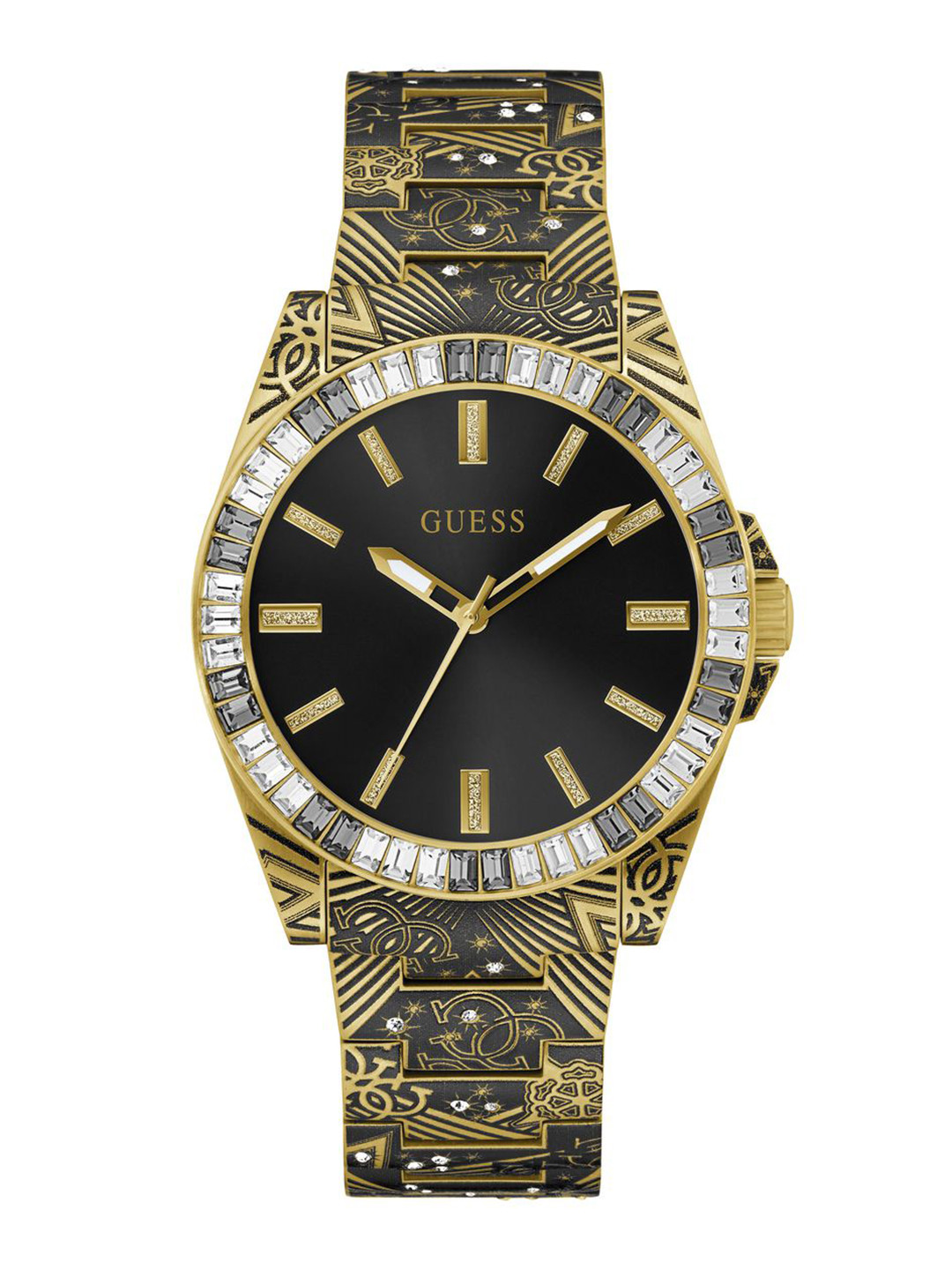 GUESS Men Embellished Dial & Stainless Steel Embellished Straps Analogue Watch GW0496G2