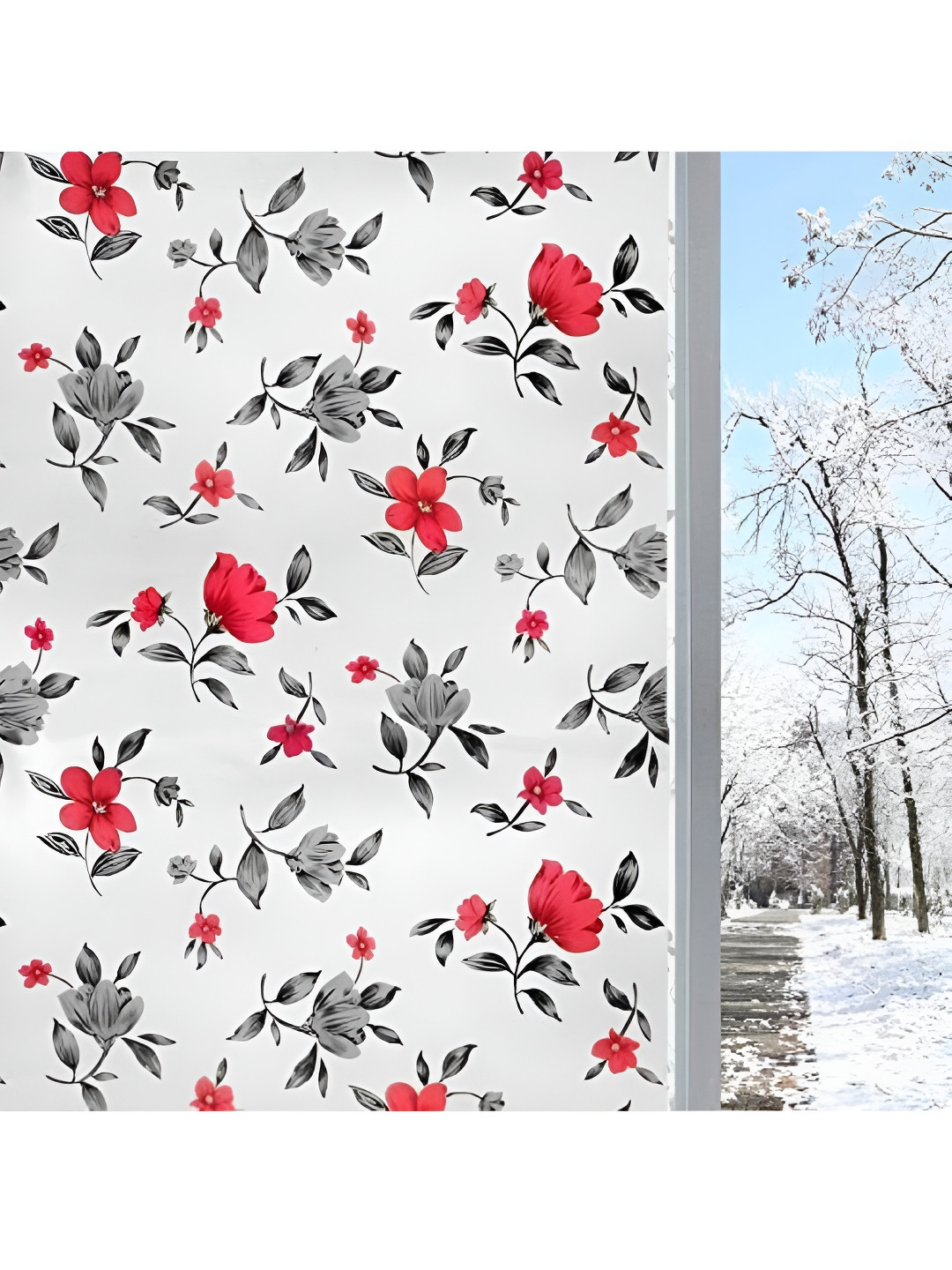 Jaamso Royals White & Red Printed Self-Adhesive Waterproof Window Sticker