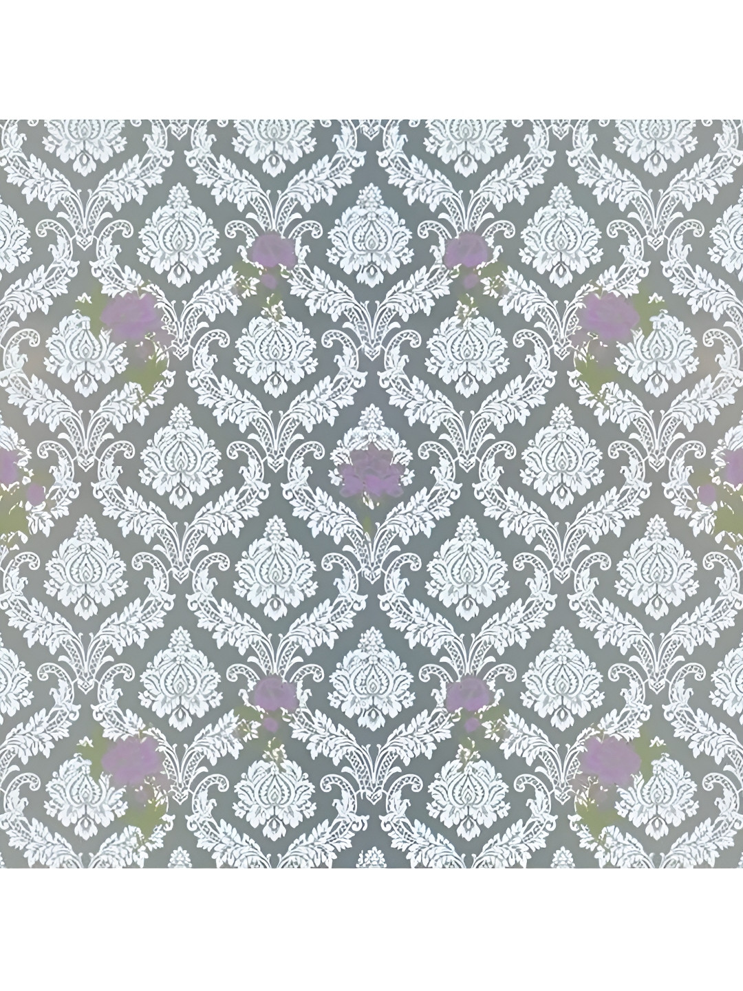 Jaamso Royals Grey& White Damask Design Waterproof & Self Adhesive Window Sticker