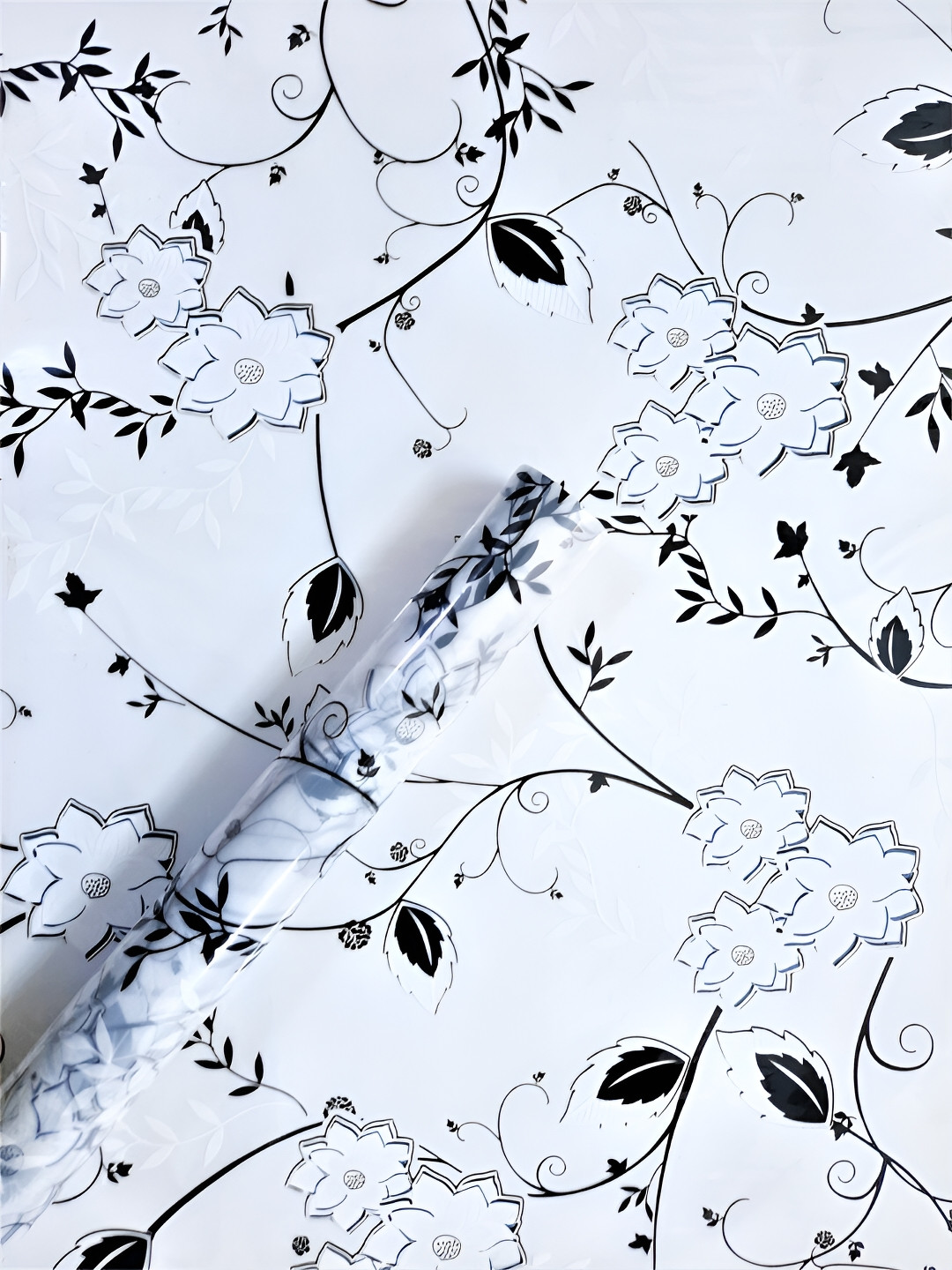 Jaamso Royals White & Black Printed Self-Adhesive Window Frosting Film Sticker