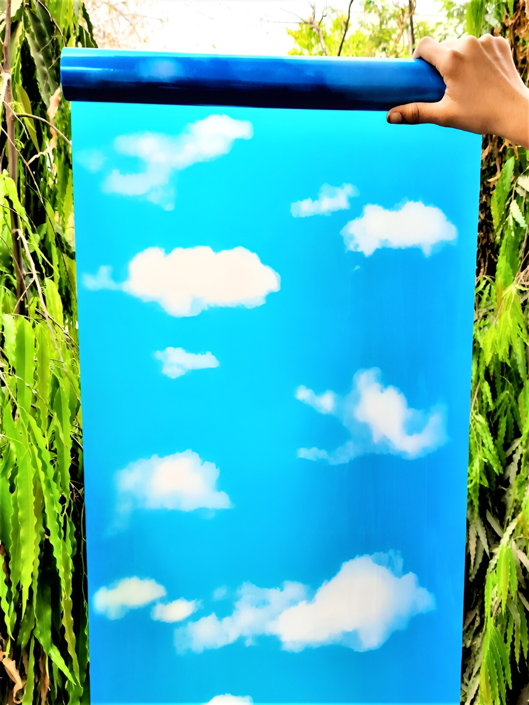 Jaamso Royals Blue Printed Self-Adhesive Window Frosting Film Sticker