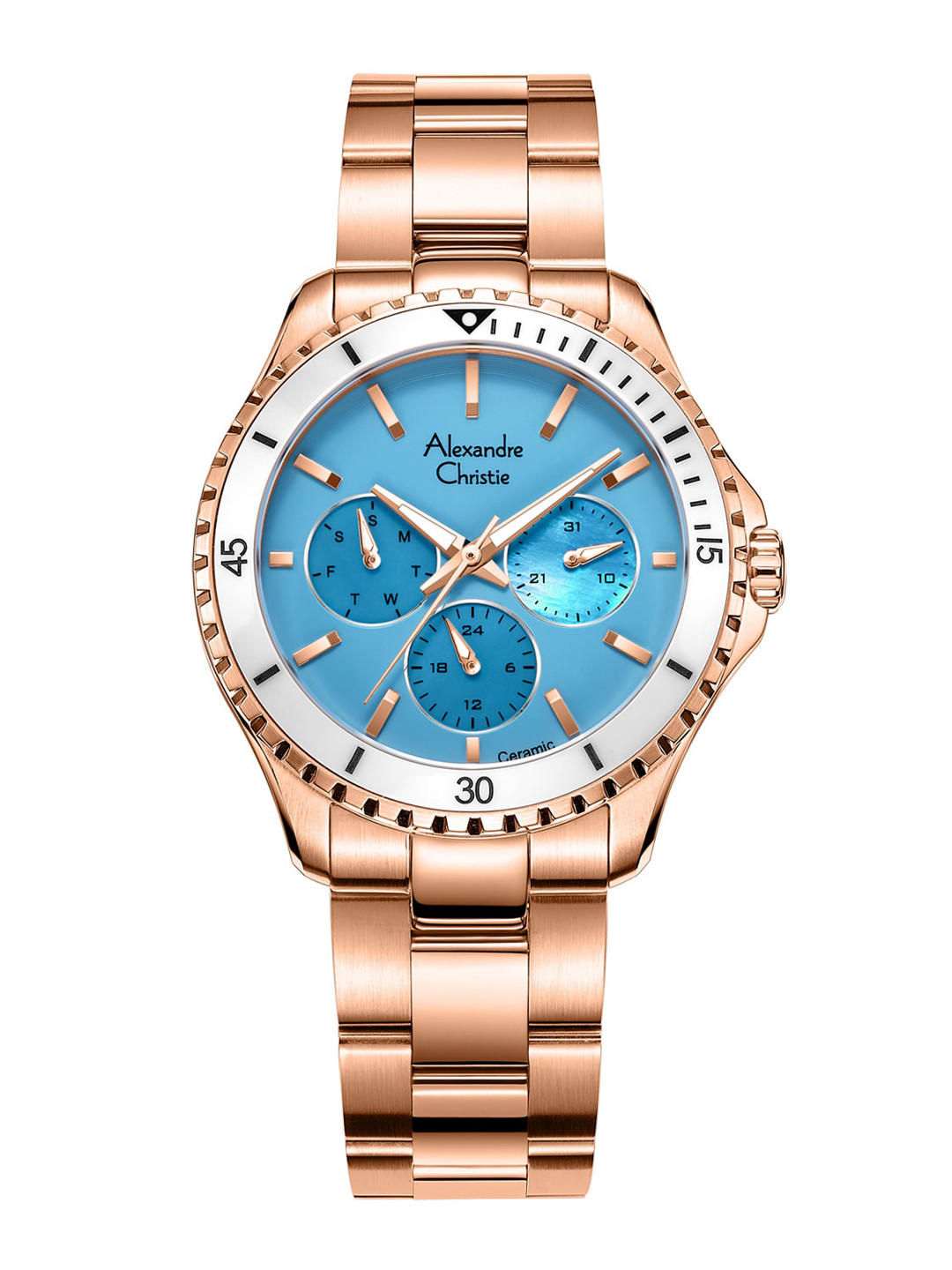 Alexandre Christie Women Embellished Dial Multi Function Watch 2A54BFBRGLBSL