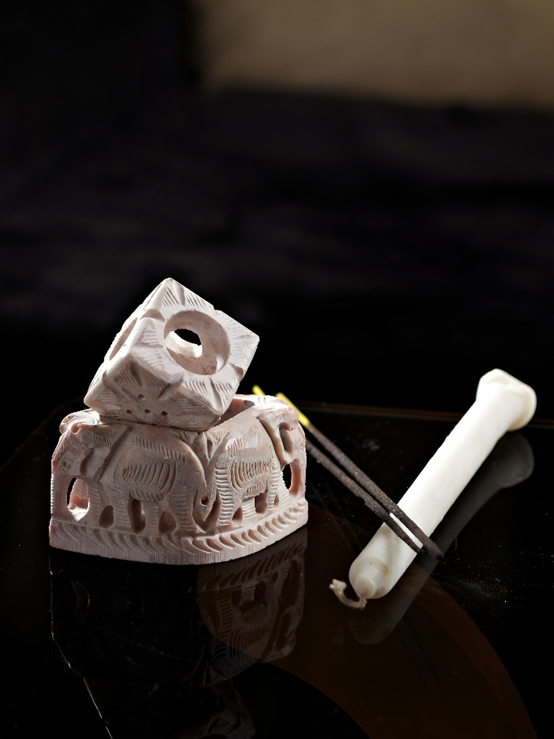 Aura Beige Textured Candle Holder