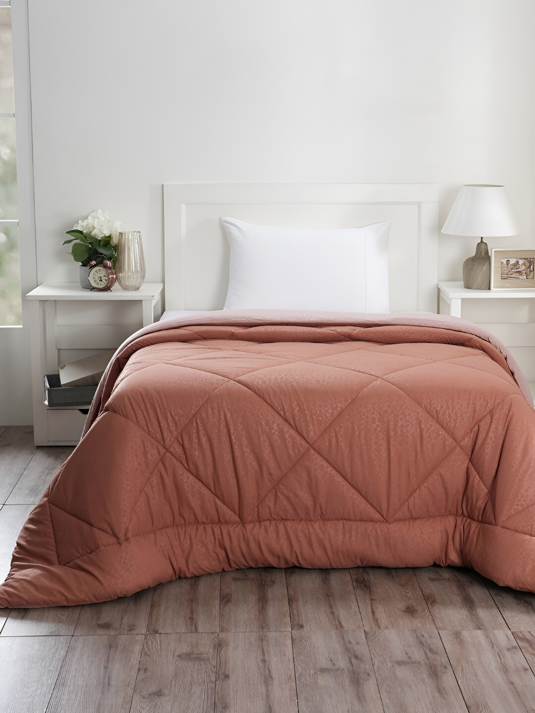 MASPAR Brown Printed Cotton 150 GSM Single Quilt