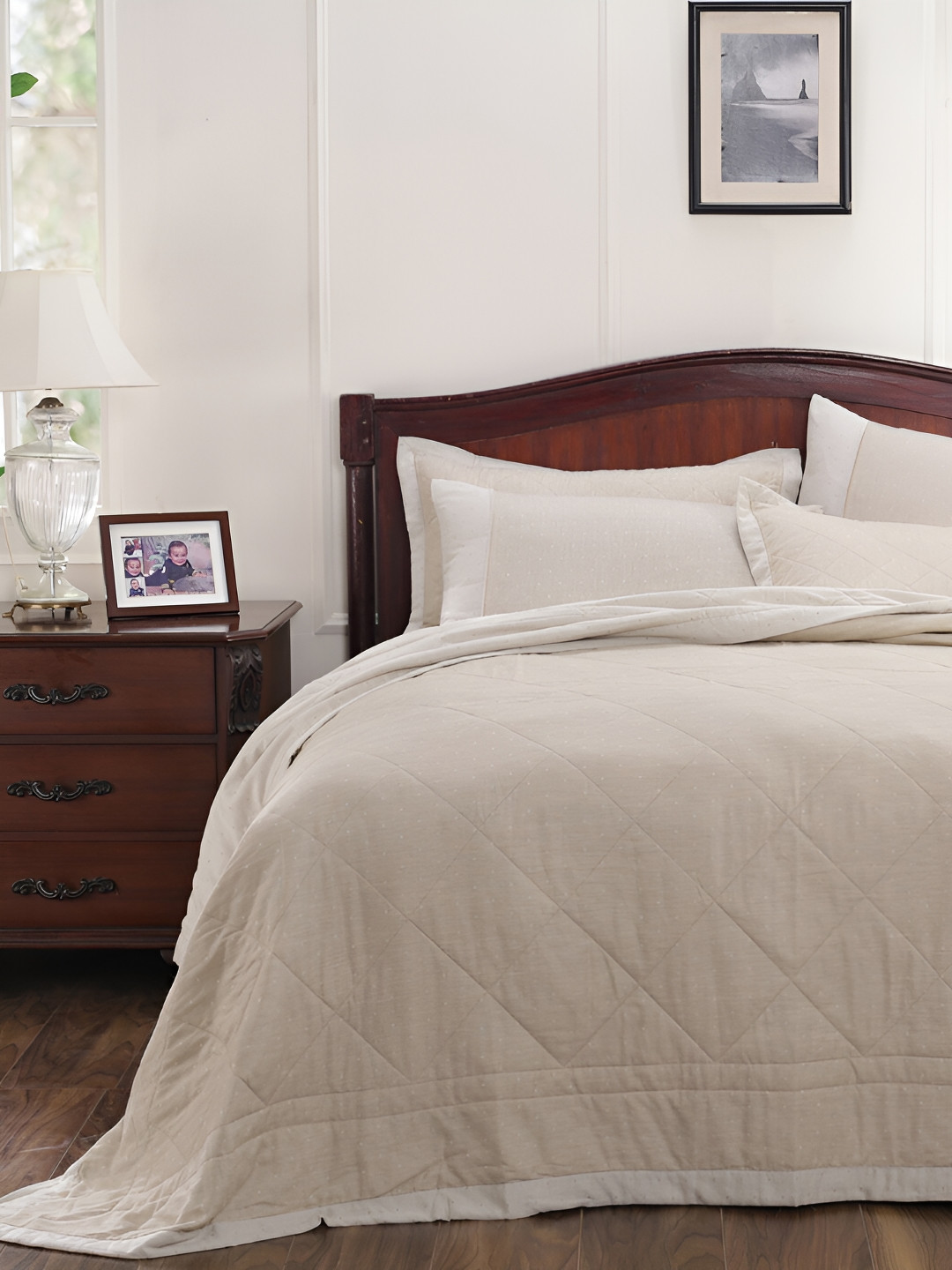 MASPAR Beige 120 GSM Cotton Single Bed Quilt