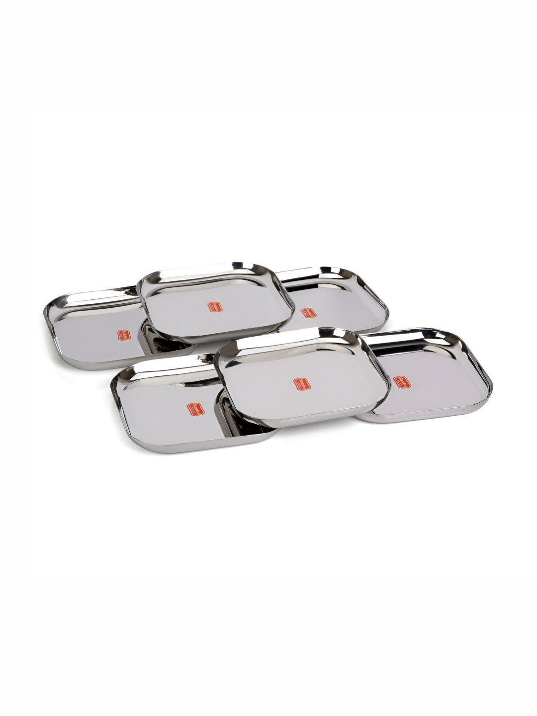 Sumeet 6 Pieces Stainless Steel Square Plates