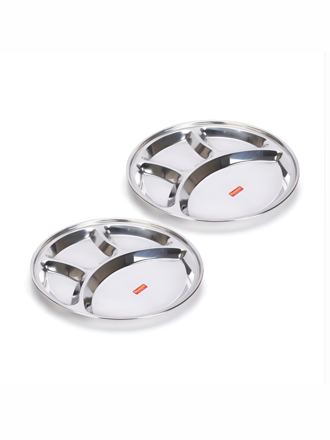 Sumeet 2 Pieces Stainless Steel 4-in-1 Compartment Plates