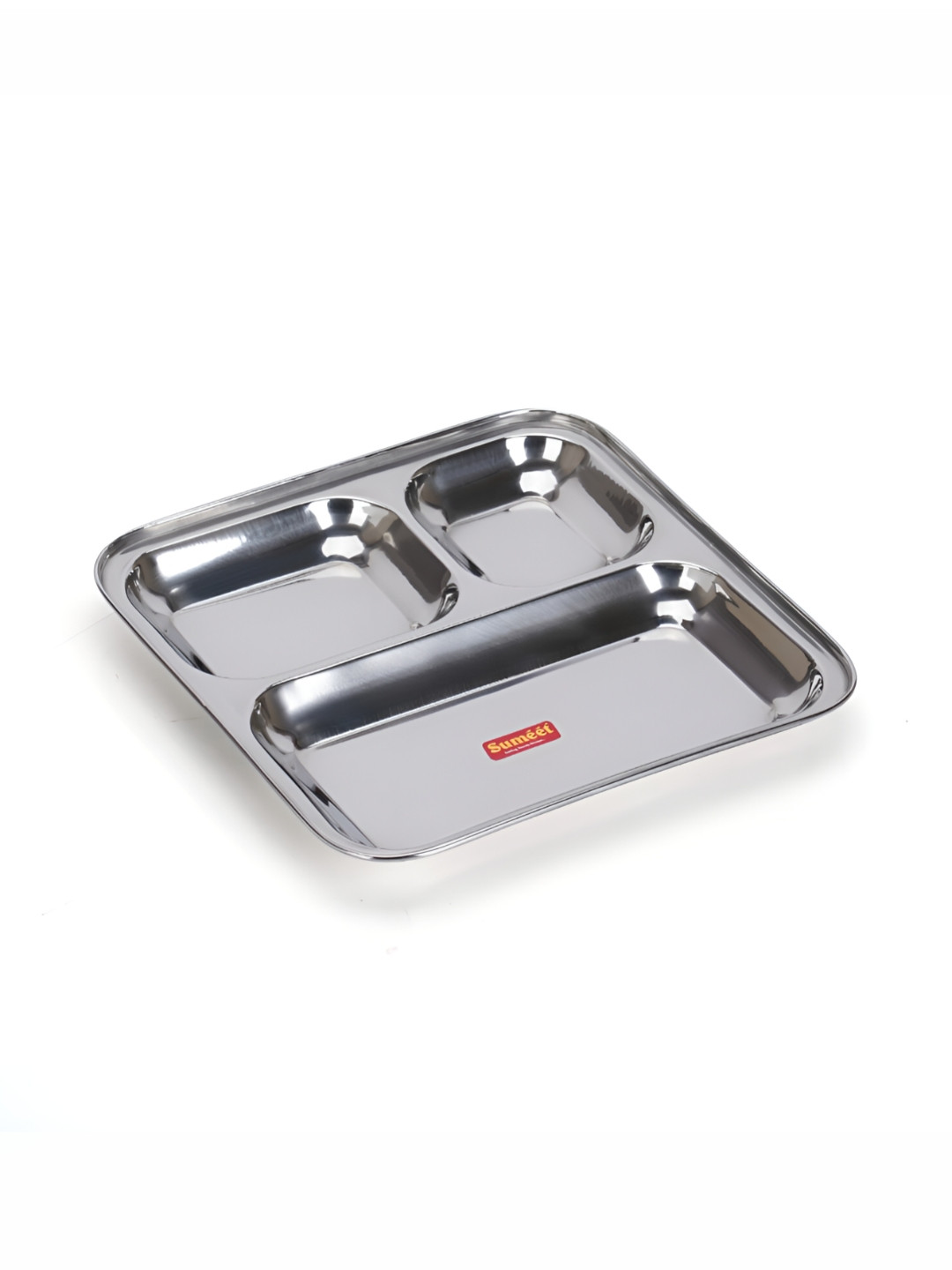 Sumeet Stainless Steel 3 in 1 Compartment Breakfast Plate