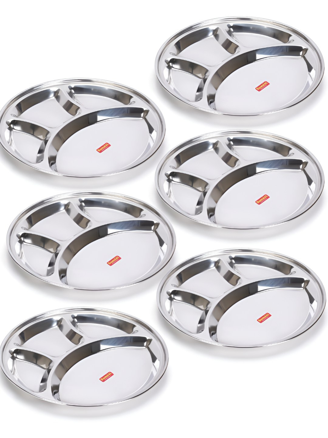 Sumeet 6 Pcs Stainless Steel Dinner Plates
