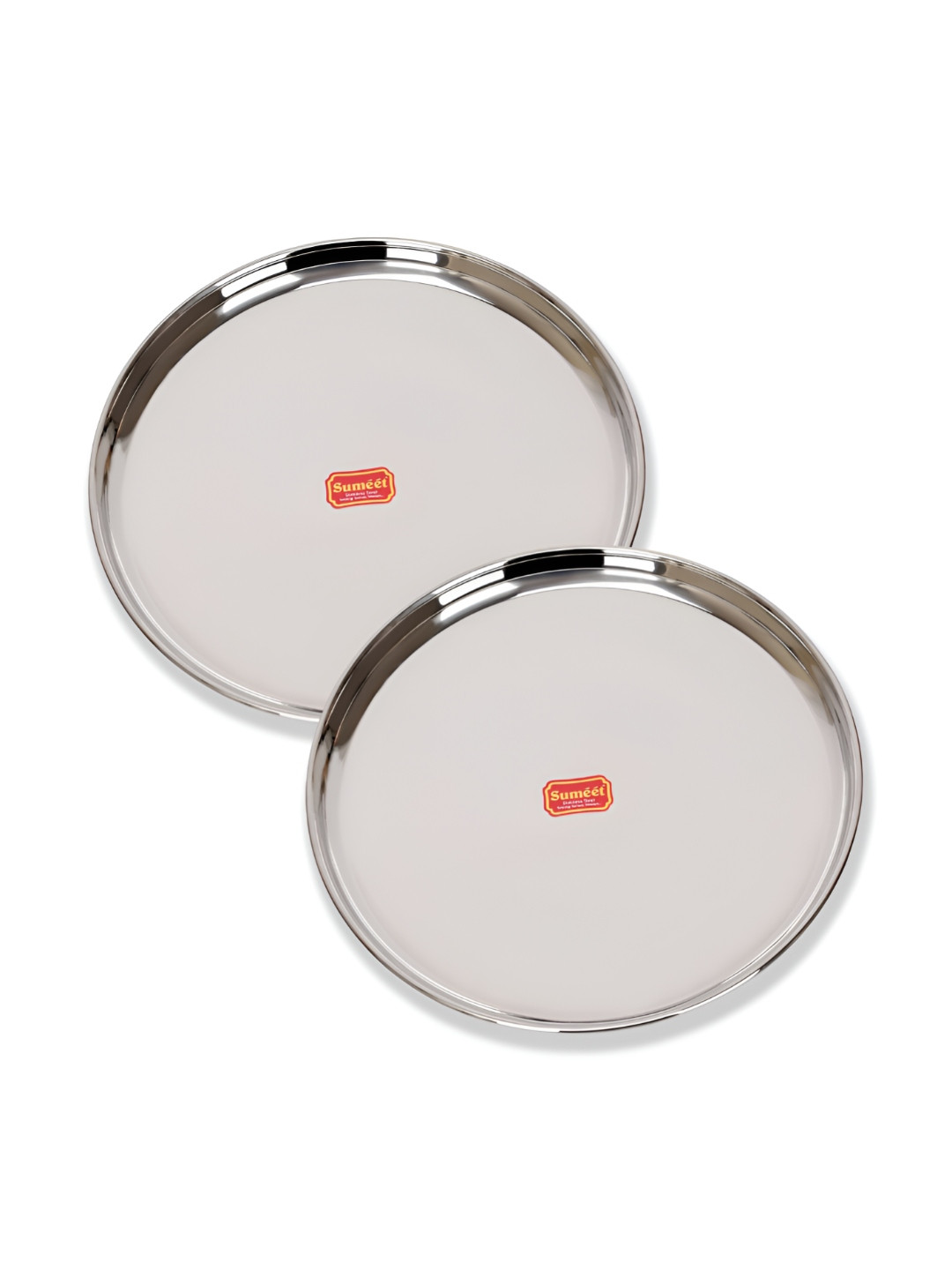 Sumeet 2 Pcs Stainless-Steel Heavy-Gauge Mirror-Finish Dinner Plates