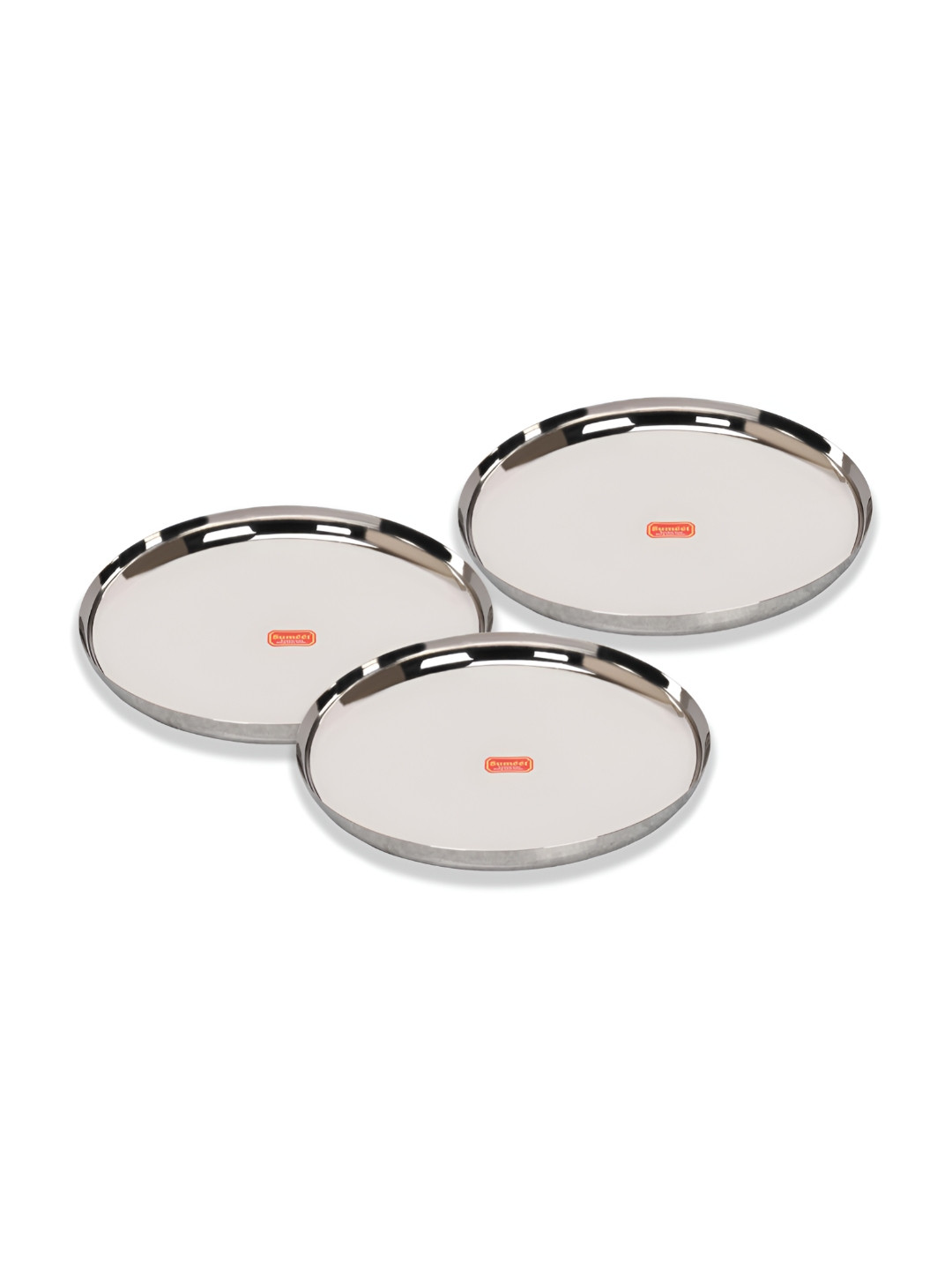 Sumeet 3 Pcs Stainless-Steel Heavy-Gauge Mirror-Finish Plates