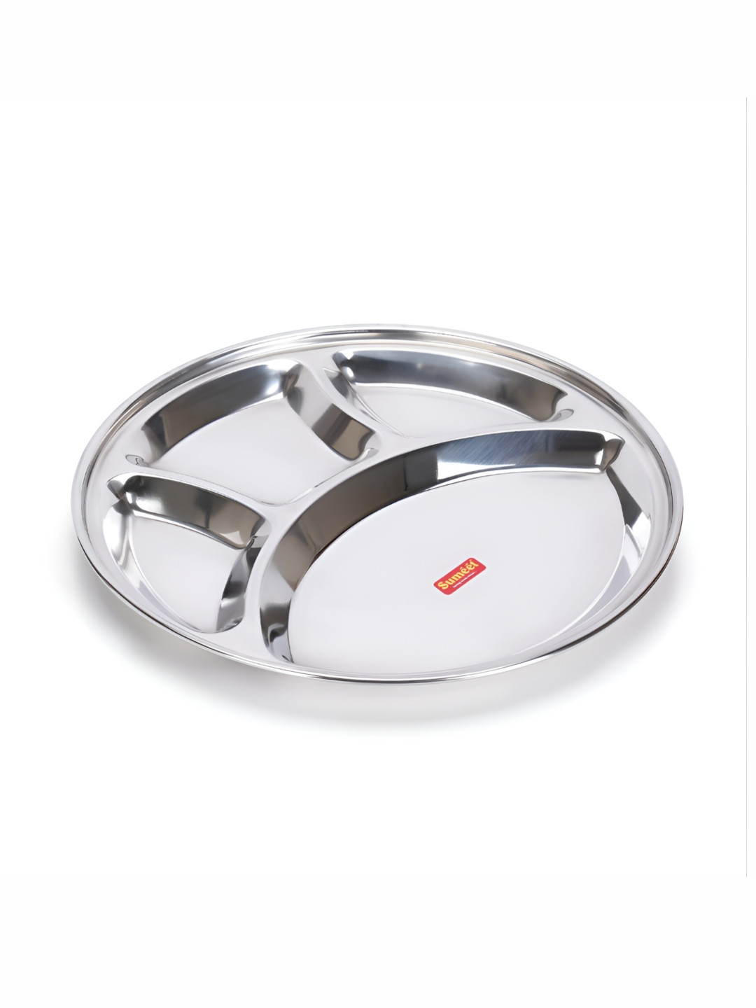 Sumeet Stainless Steel Round Compartment Dinner Plate