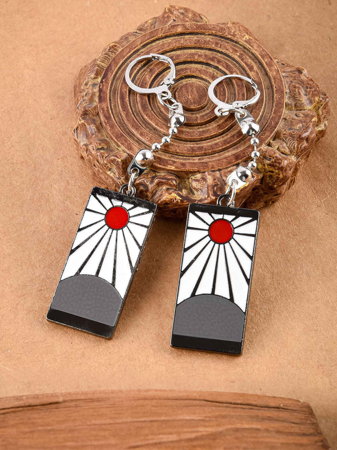 Rising Sun Demon Slayer Tanjiro Earrings Rising Sun Hanafuda