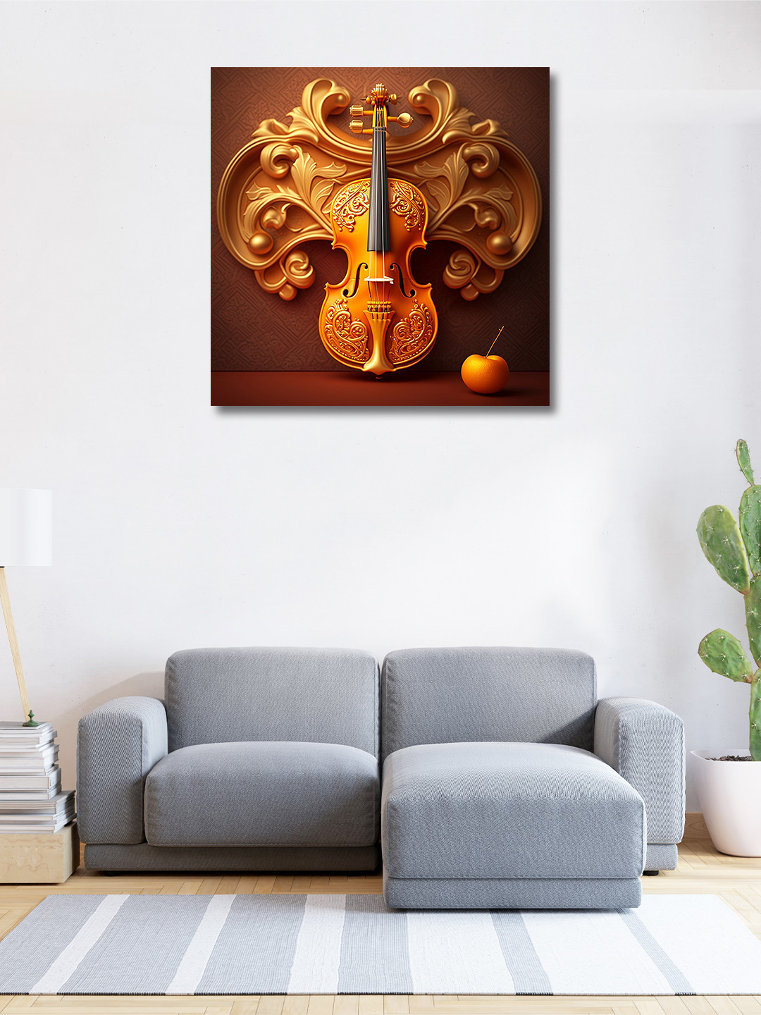 OLIVE TREE Maroon & Orange Canvas Paintings Wall Art