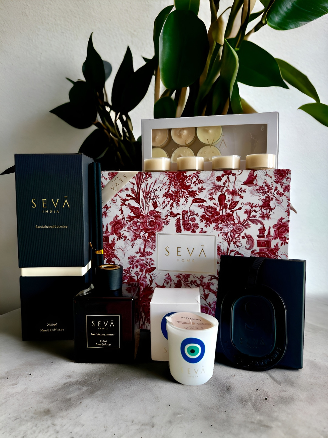 Seva Home 4-in-1 Candle Diffuser, Tea Lights & Freshener Fragrance Gift Box
