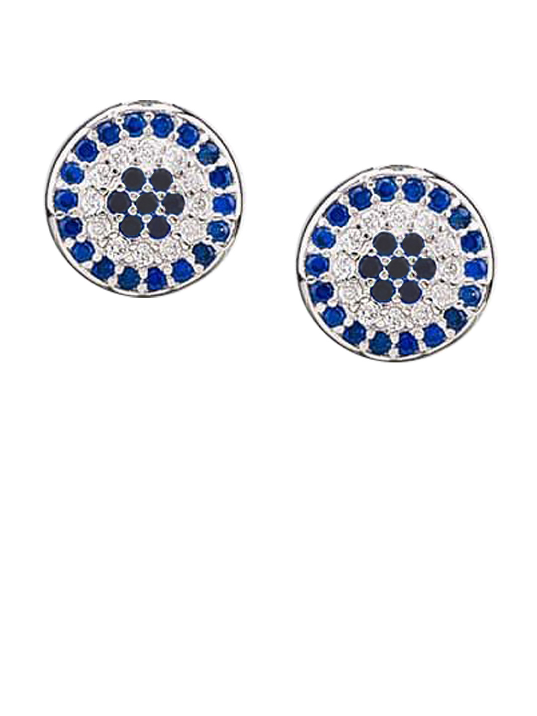 925 SILLER 925 Pure Silver Evil Eye Stud Round Earrings