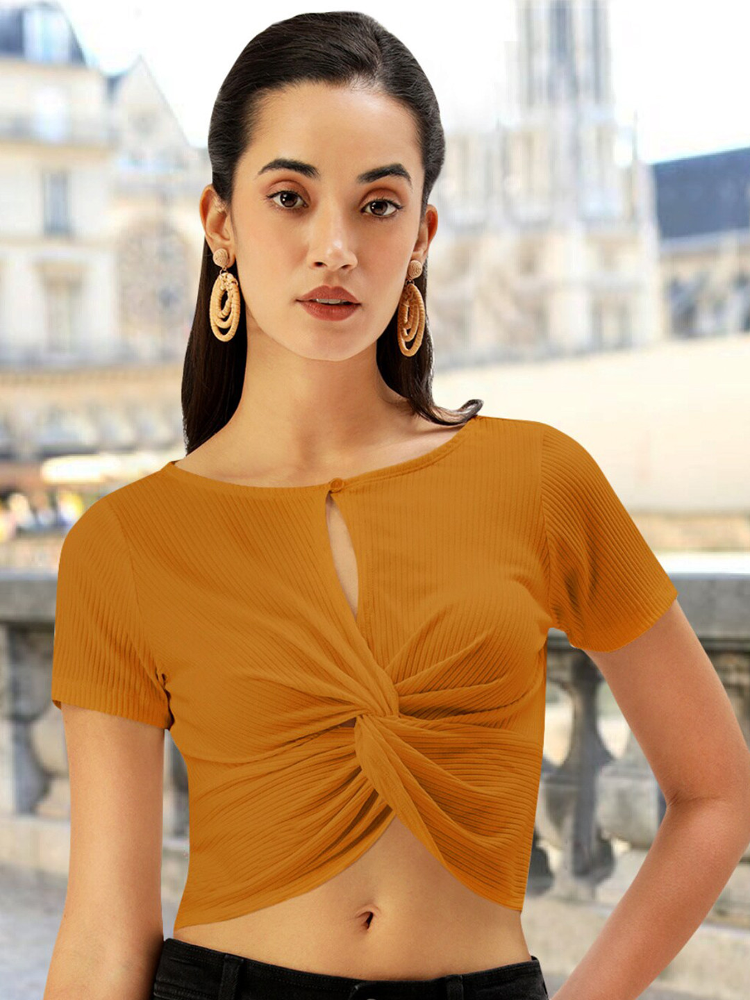 Martini Ribbed Twisted Crop Top