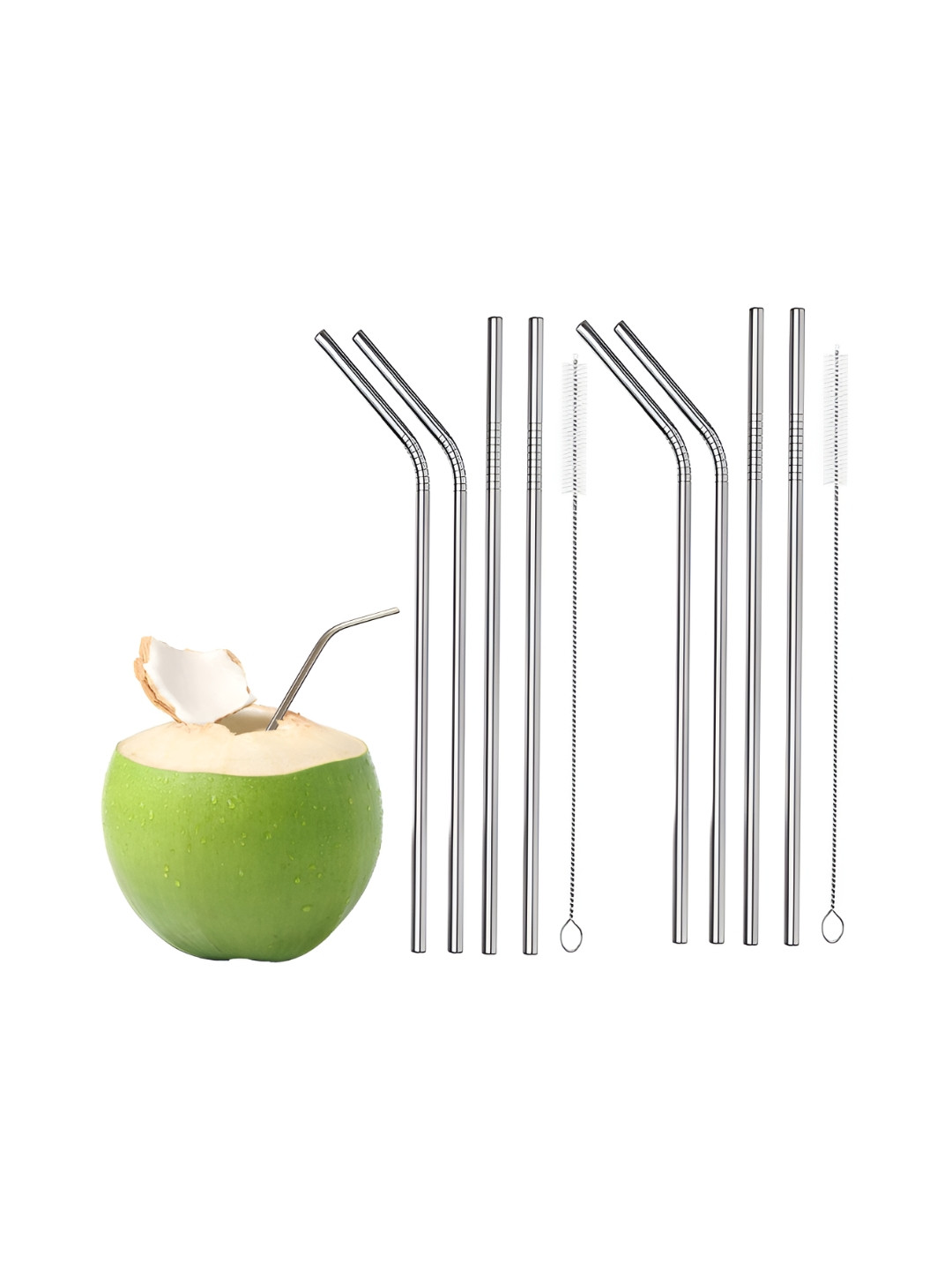 ZURU BUNCH Steel-Toned 5 Pcs Stainless Steel Straws