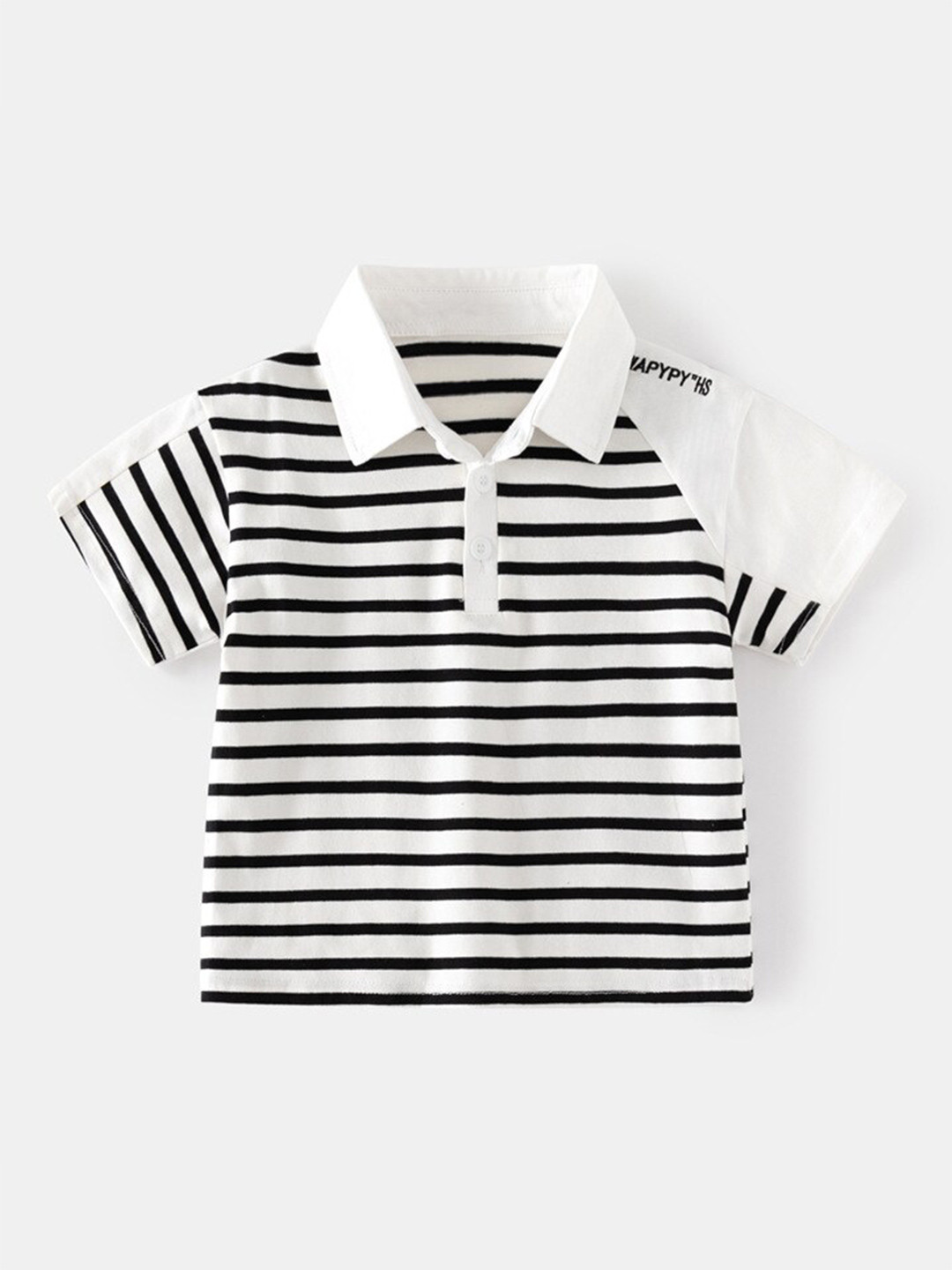 StyleCast Boys White Polo Collar Striped Polo Collar T-shirt