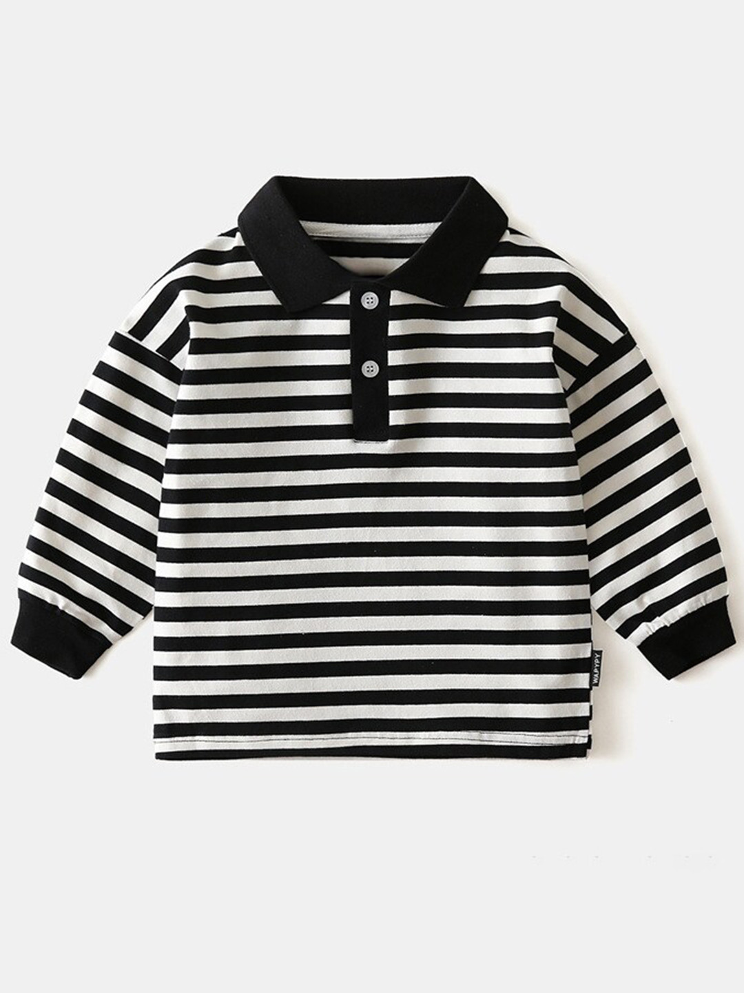StyleCast Boys Black Striped Polo Collar Monochrome T-shirt