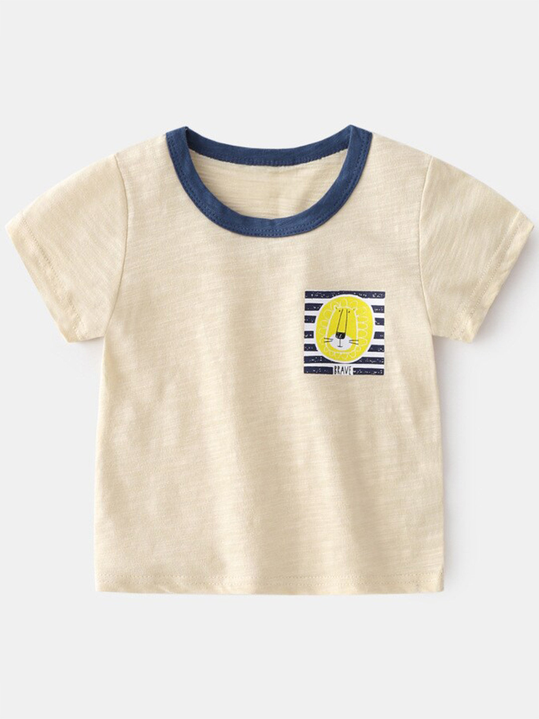 StyleCast Boys Beige Graphic Printed Round Neck Short Sleeves Pure Cotton T-shirt