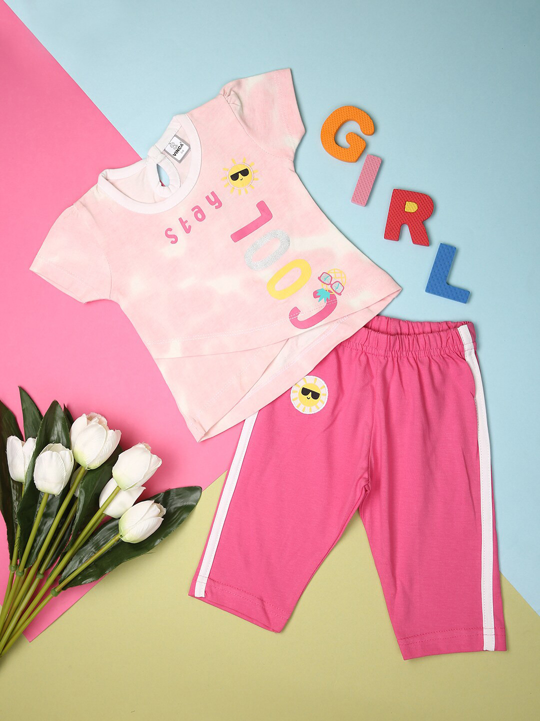 V-Mart Infant Printed Pure Cotton Top With Capris