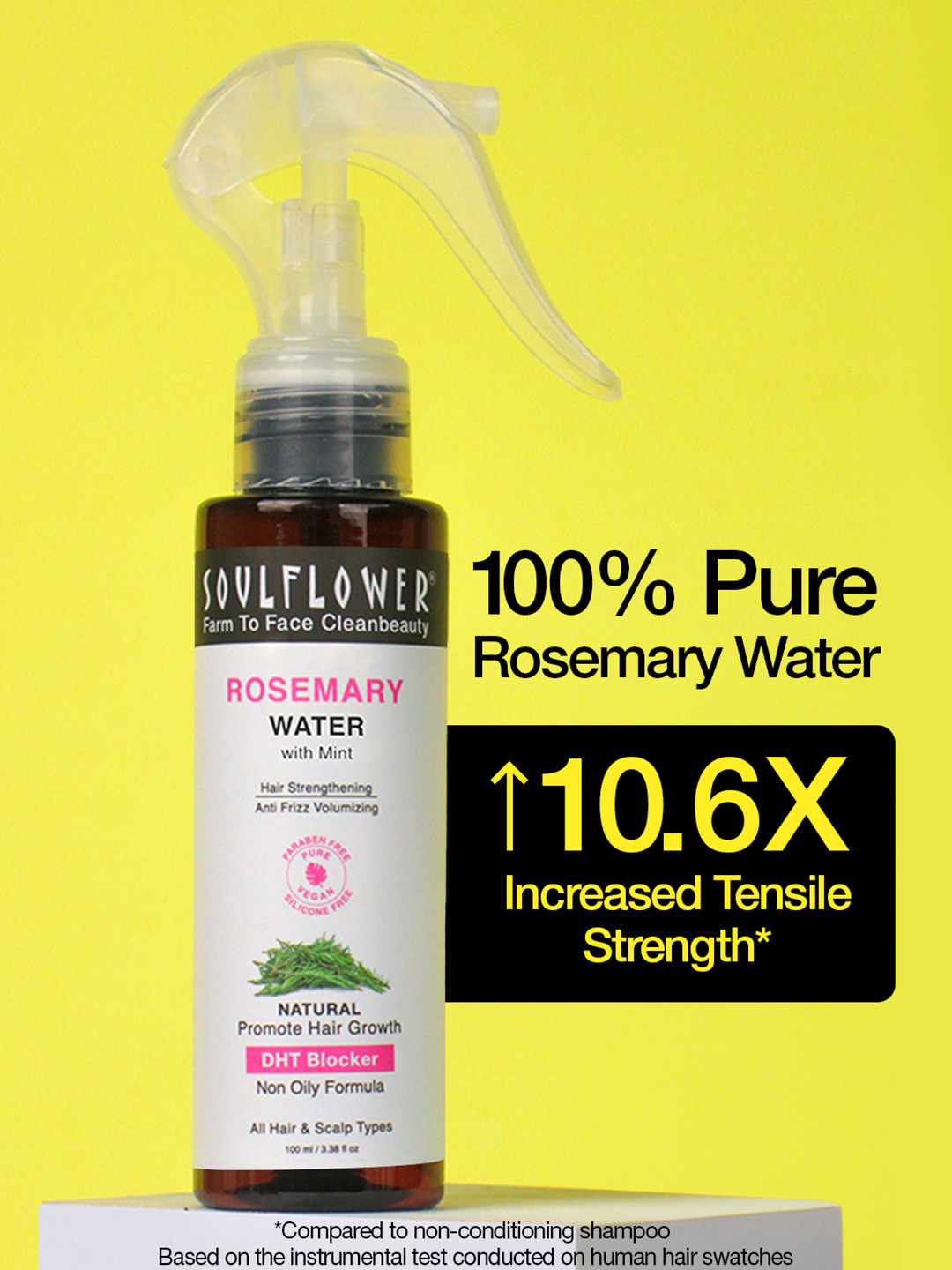 Soulflower Rosemary Water Spray With Mint For Frizzy Hair & Hair Growth 100ml