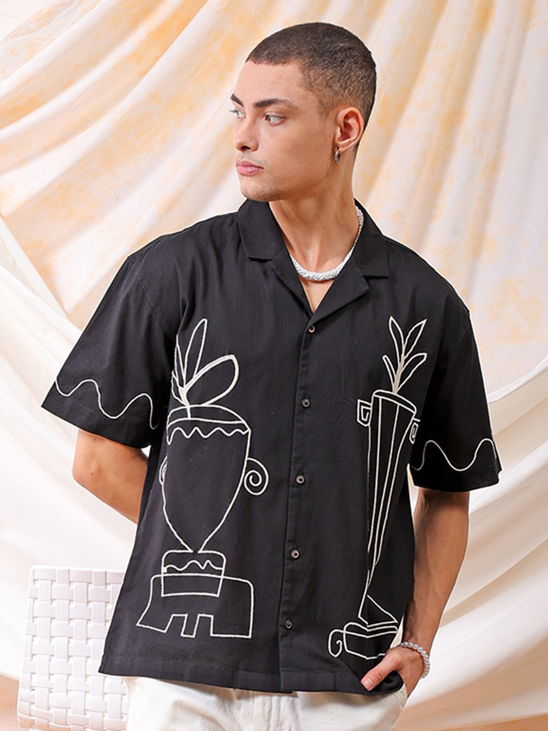 The Indian Garage Co Men Relaxed Fit Embroidery Resortwear Shirt