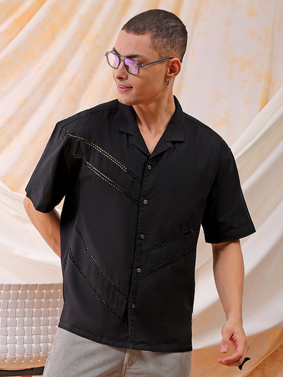 The Indian Garage Co Men Relaxed Fit Embroidery Resortwear Shirt