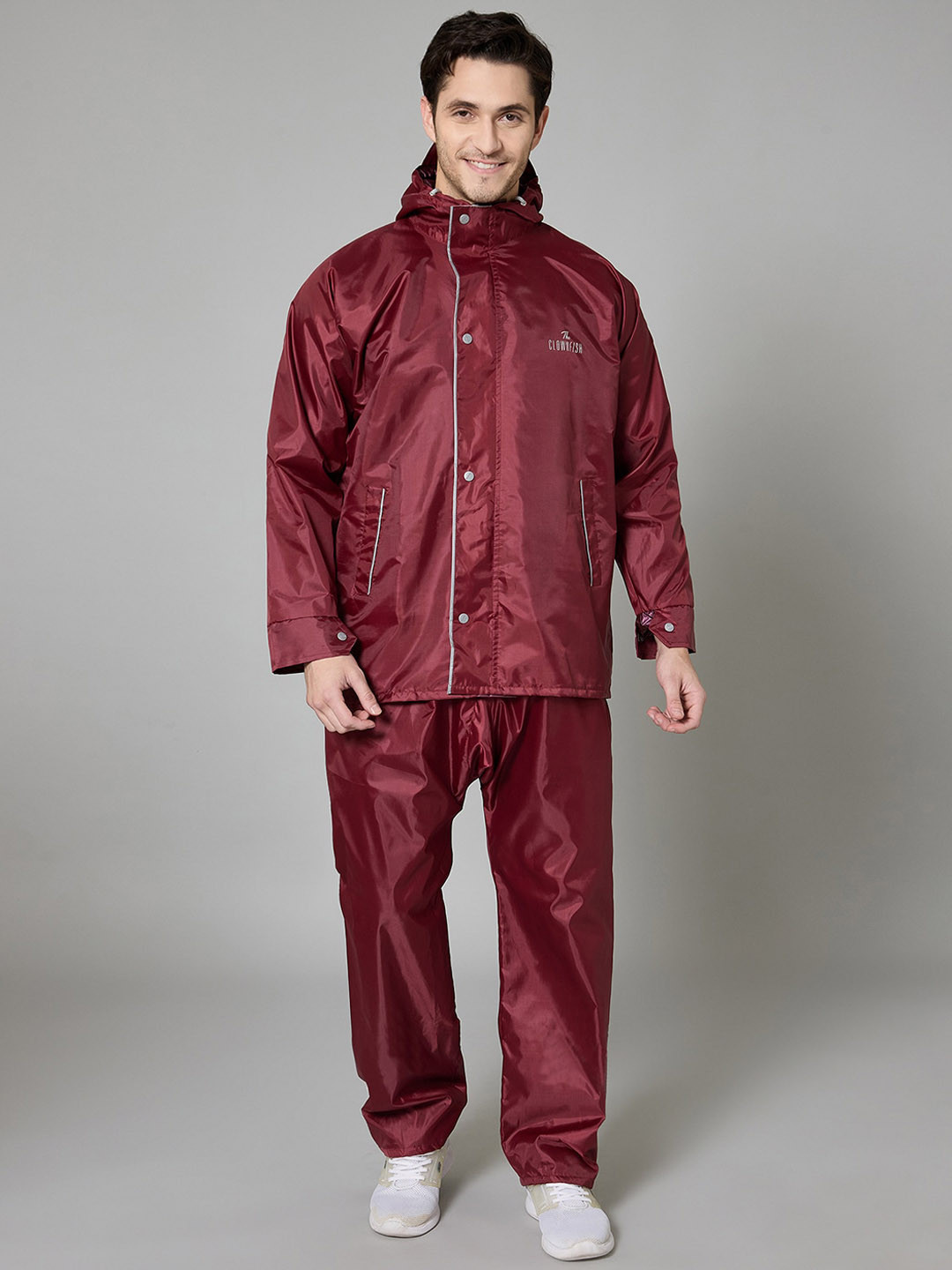 THE CLOWNFISH Prime Pro Attached Hood Waterproof Double Layer Rain Suit