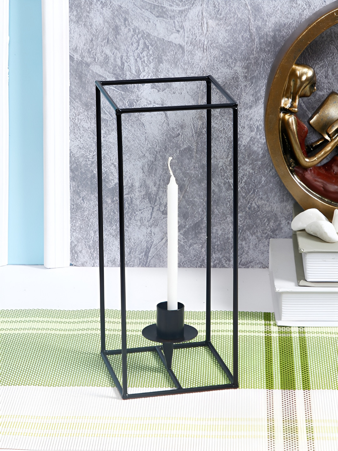 Aura Black 2 Pieces Cuboidal Candle Holders