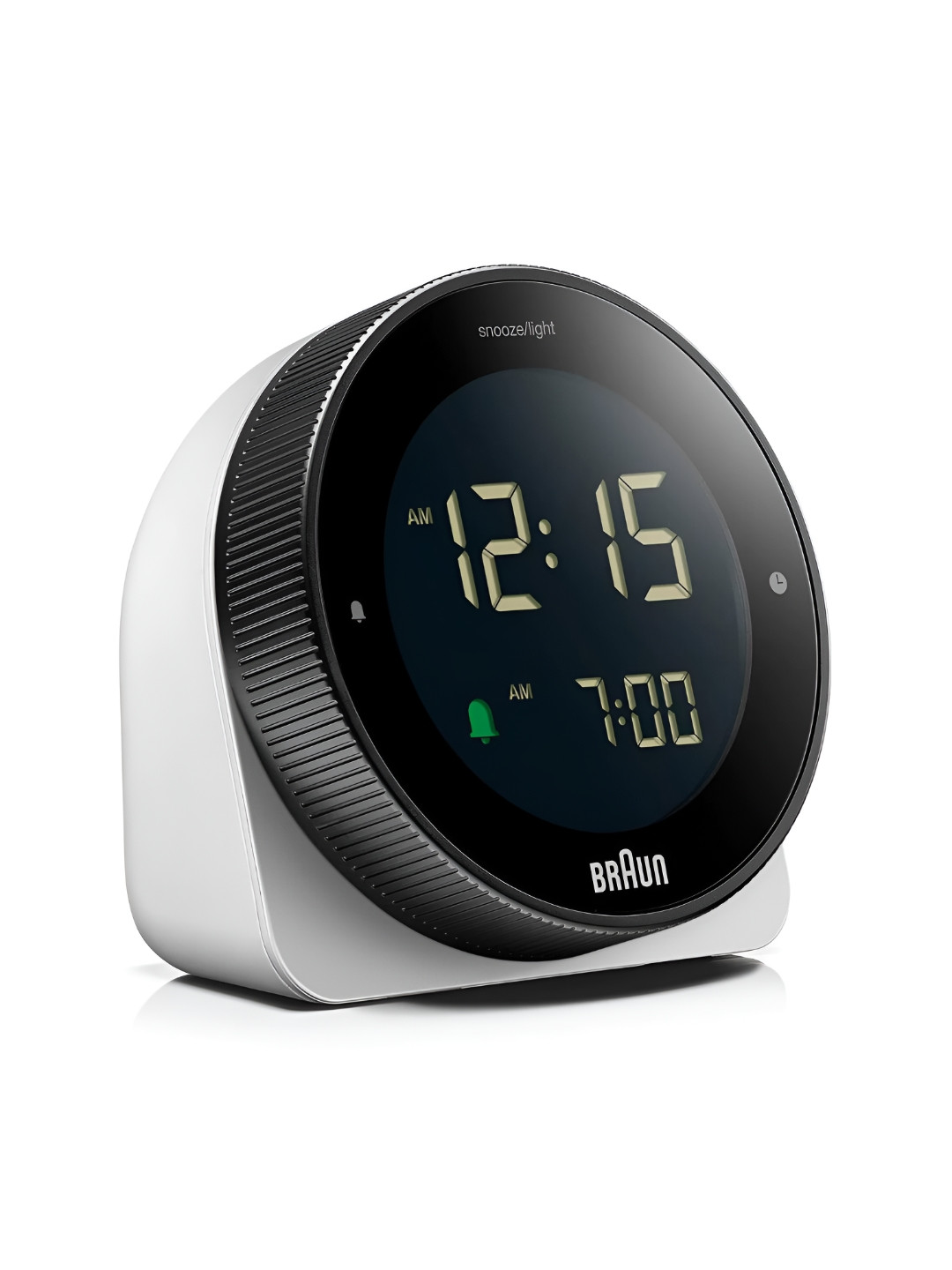 Braun White & Black Contemporary Round Shaped Digital Alarm Clock