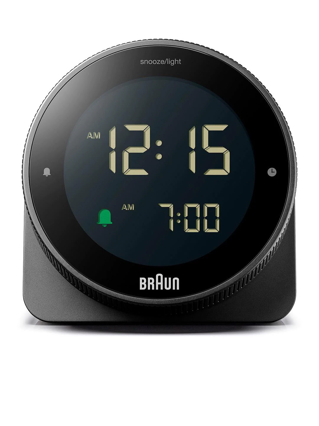 Braun Black Contemporary Round Shaped Digital Alarm Clock