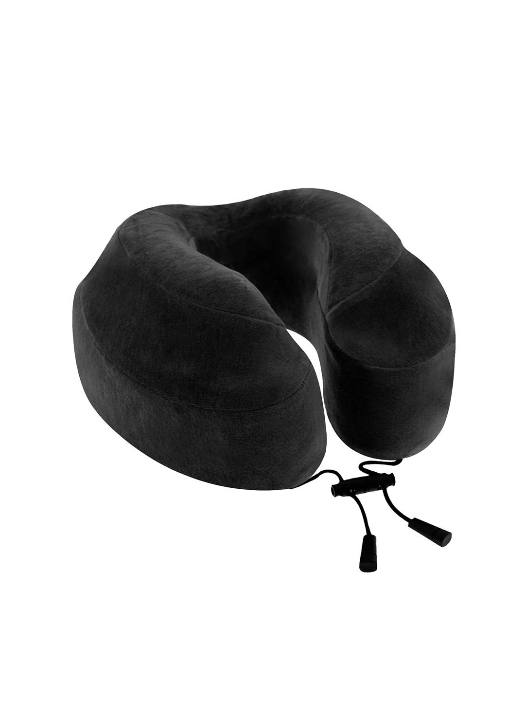 BILLEBON Premium Black Solid Polyester Firm Memory Foam Travel Pillow-4 x 25 x 25 cm