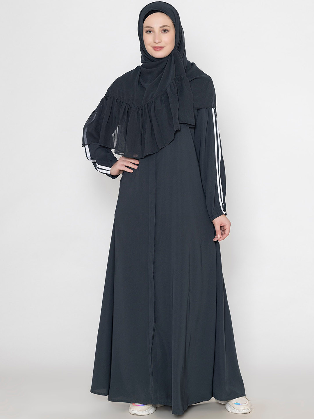 SANASH Collections Elasticated Sleeves Burqa With Scarf
