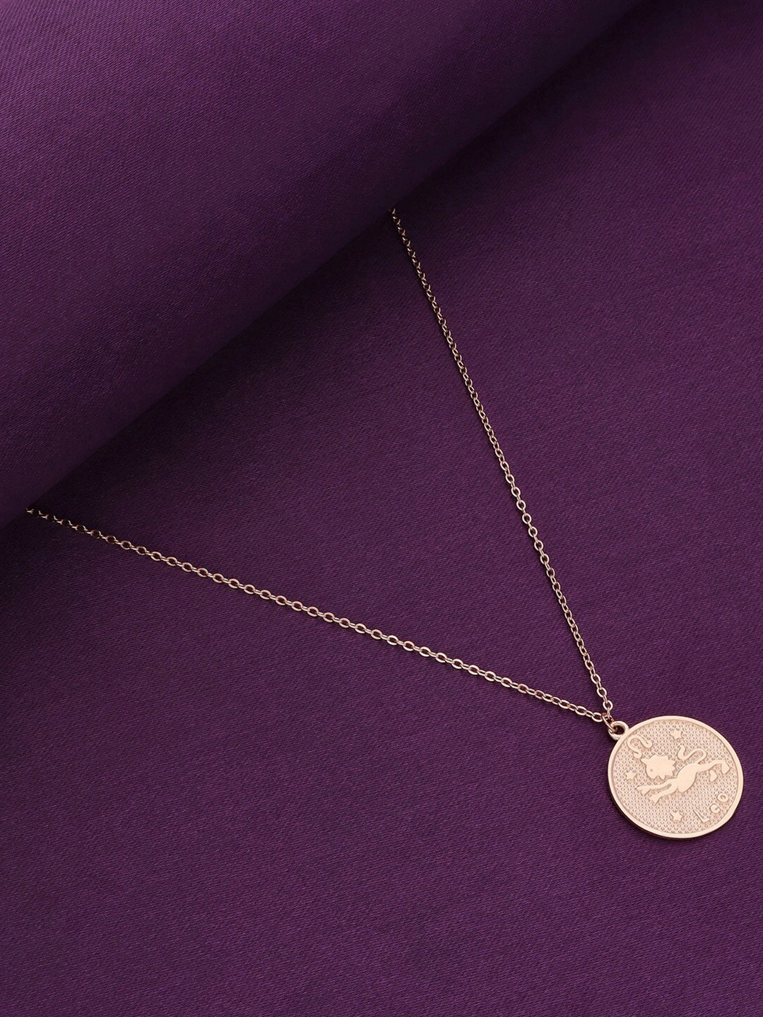 KAI JEWEL Rose Gold-Plated 92.5 Sterling Silver Sun Sign Leo Pendant With Chain