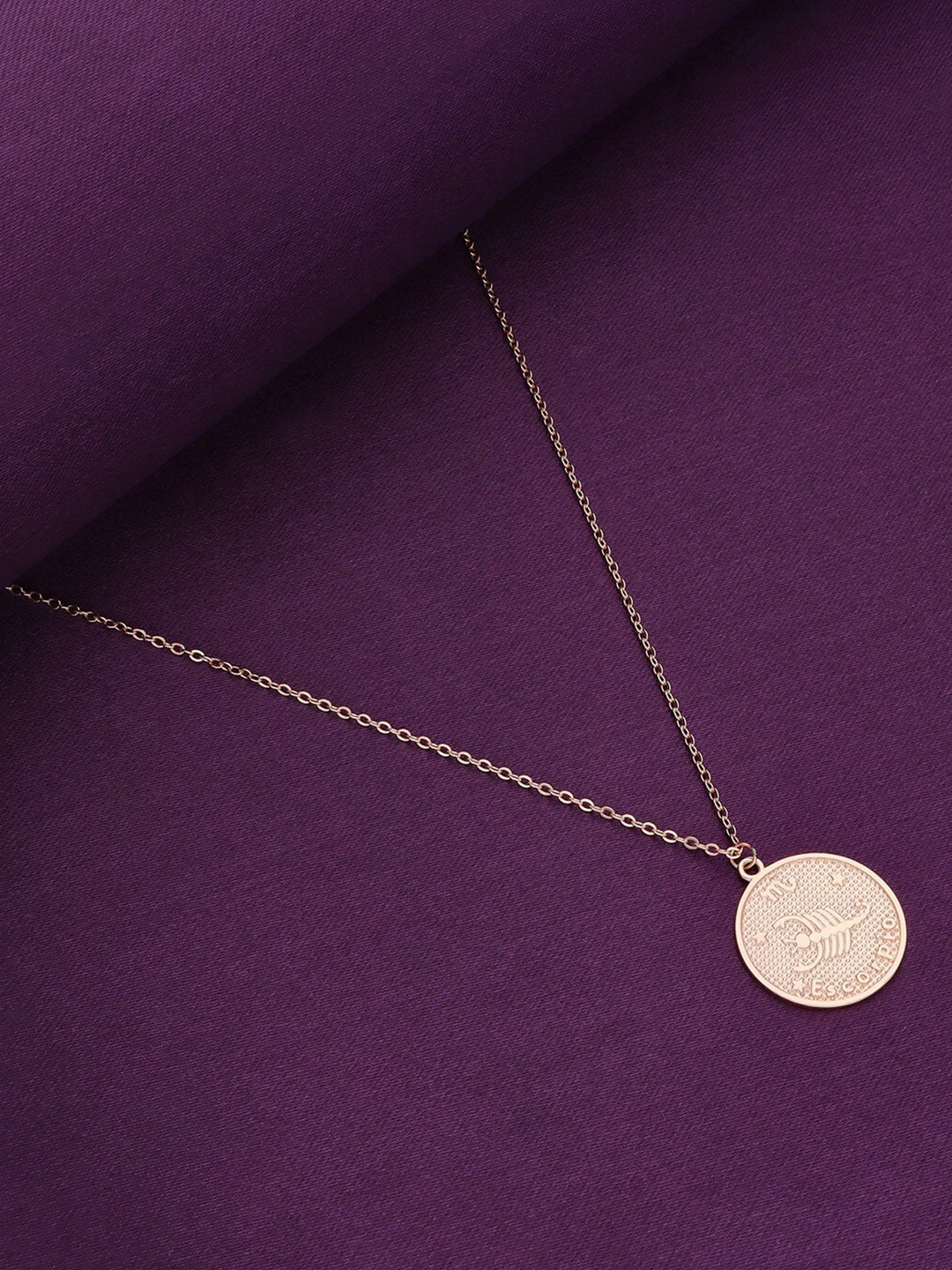 KAI JEWEL Rose Gold-Plated 92.5 Sterling Silver Sun Sign Scorpio Pendant With Chain