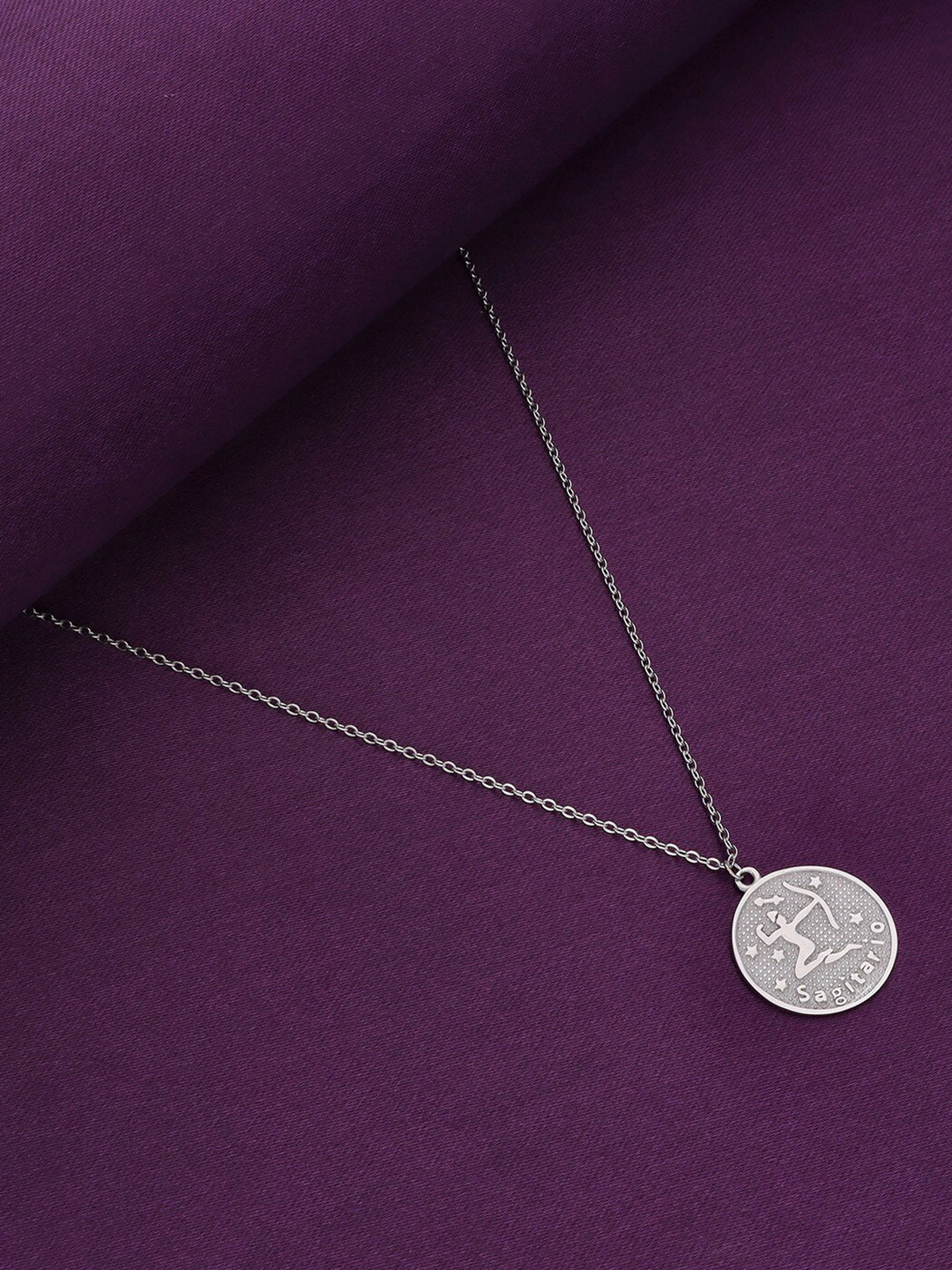 KAI JEWEL Rhodium-Plated 92.5 Sterling Silver Sun Sign Sagittarius Pendant With Chain