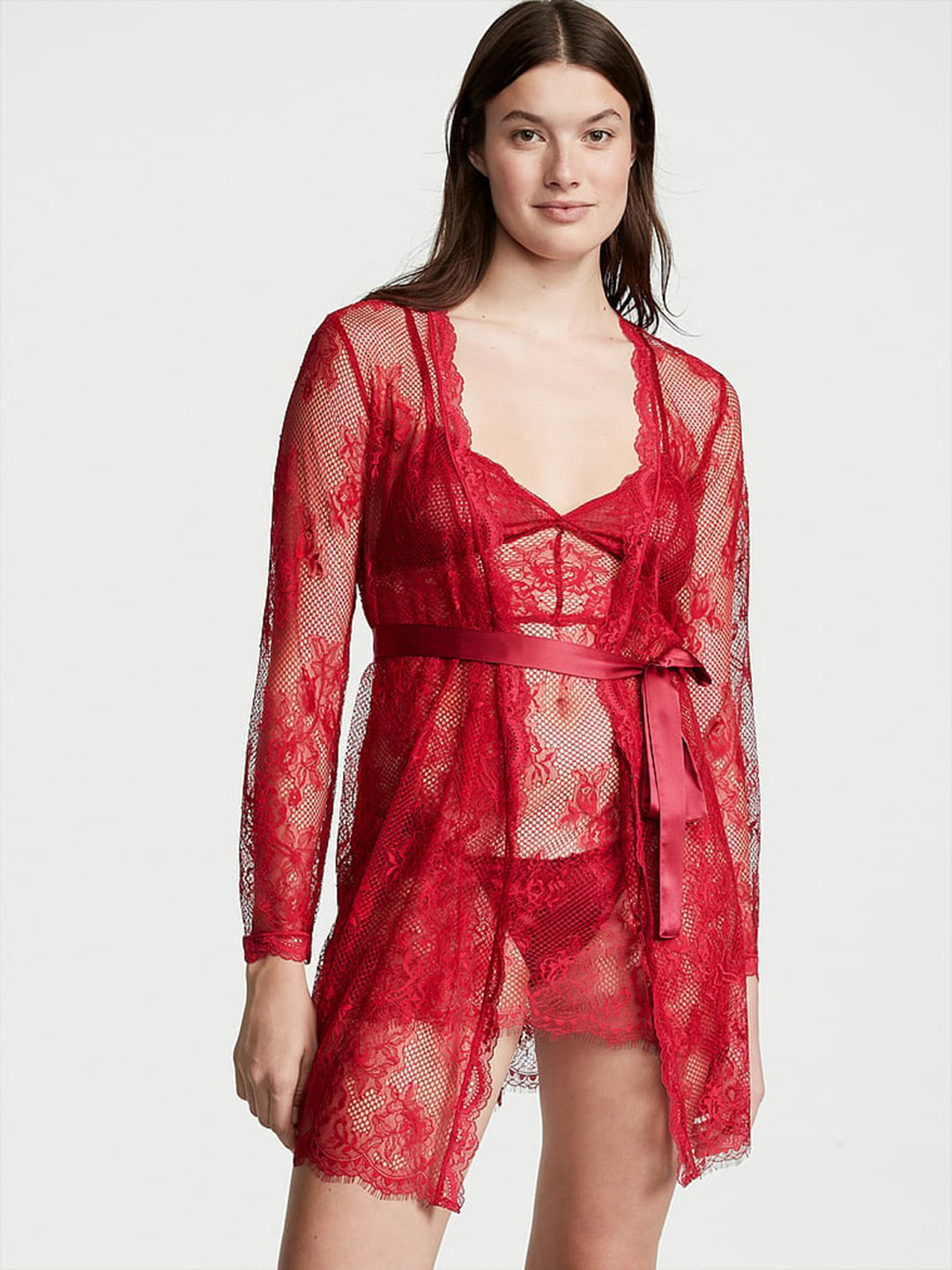 Victoria's Secret Fishnet Floral Mesh Lace Robe