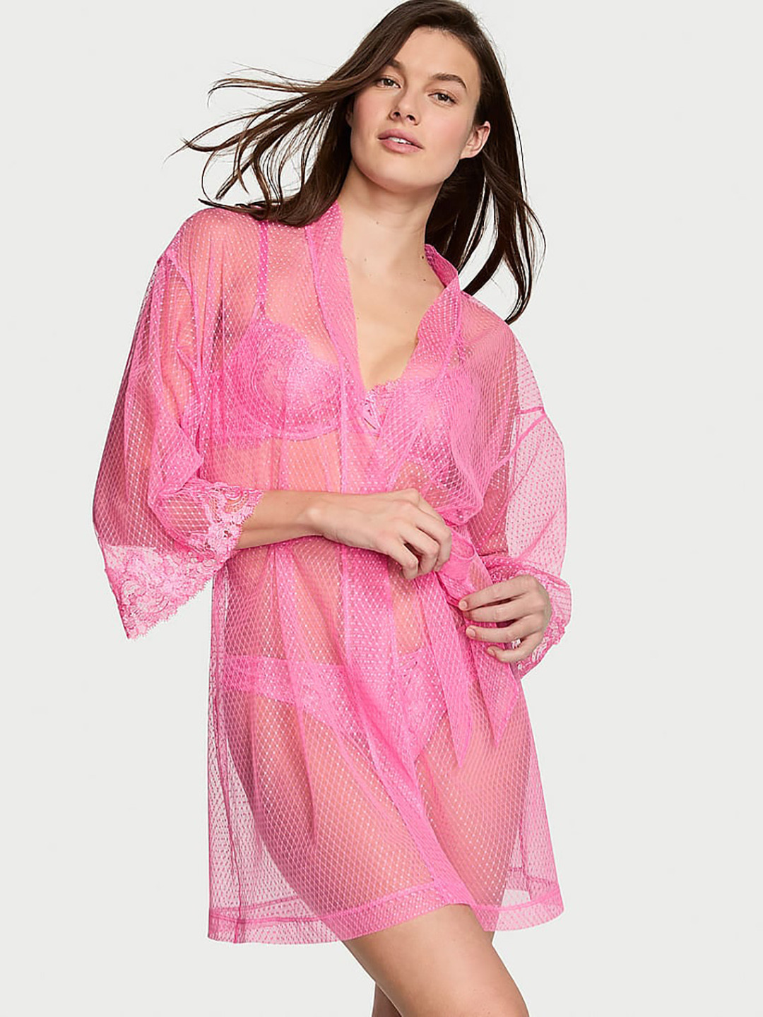 Victoria's Secret Sheer Boho Floral Embroidery Short Robe