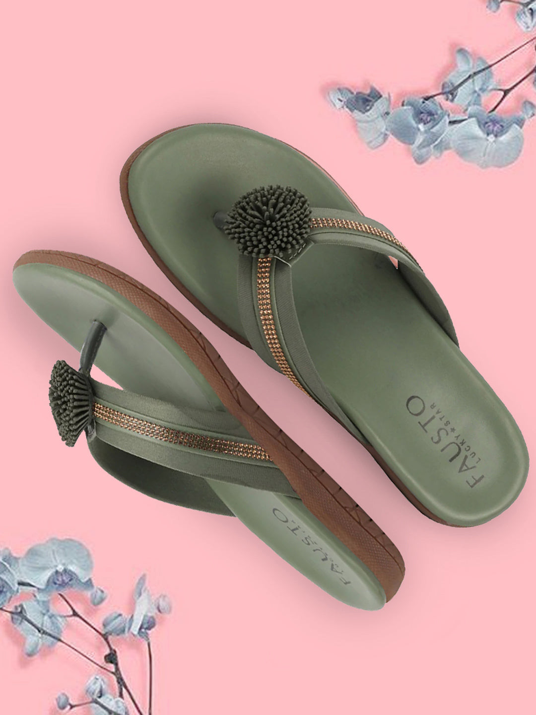 FAUSTO Embellished T-Strap Flats