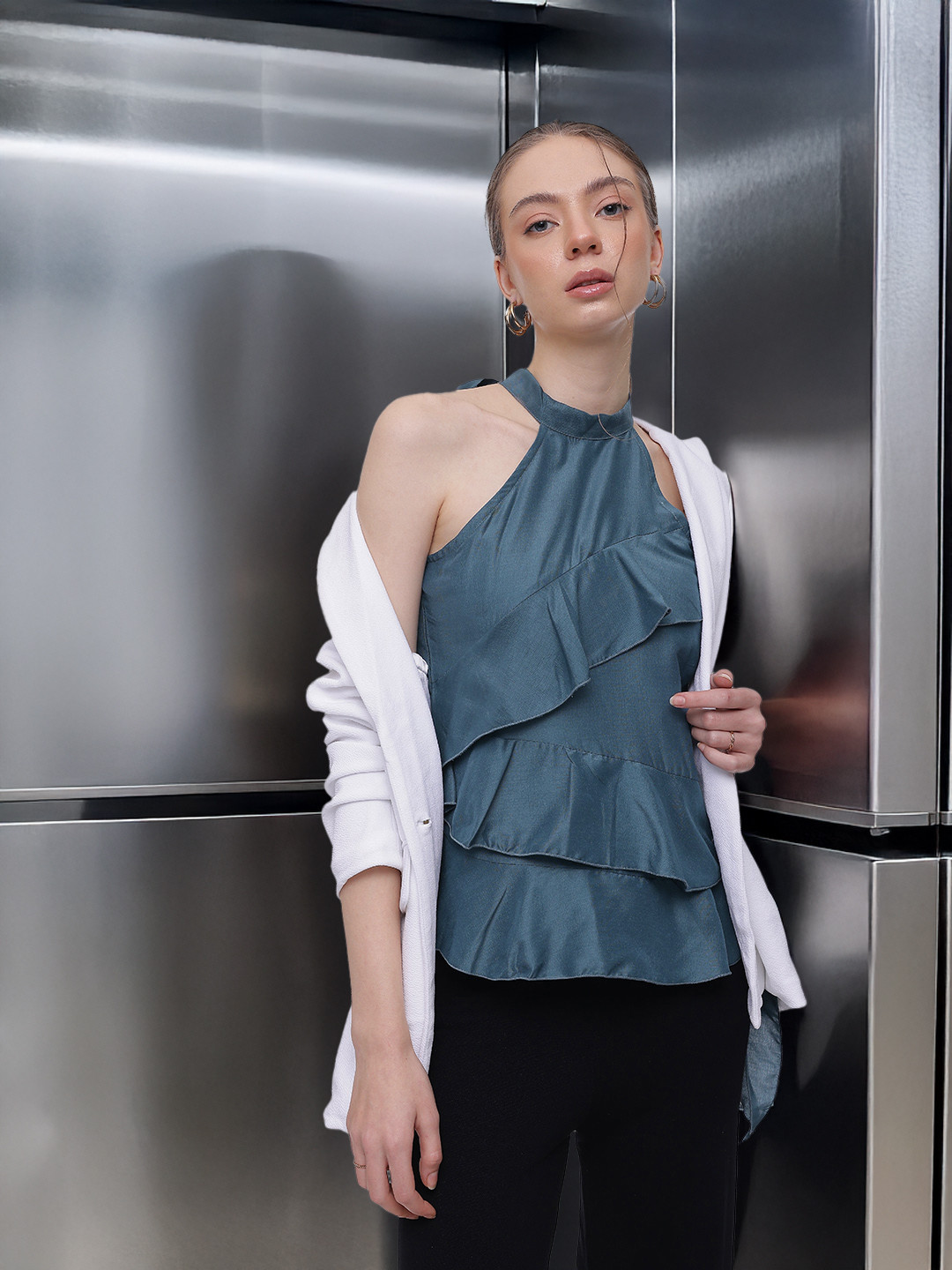 French Connection Halter Neck Layered Top