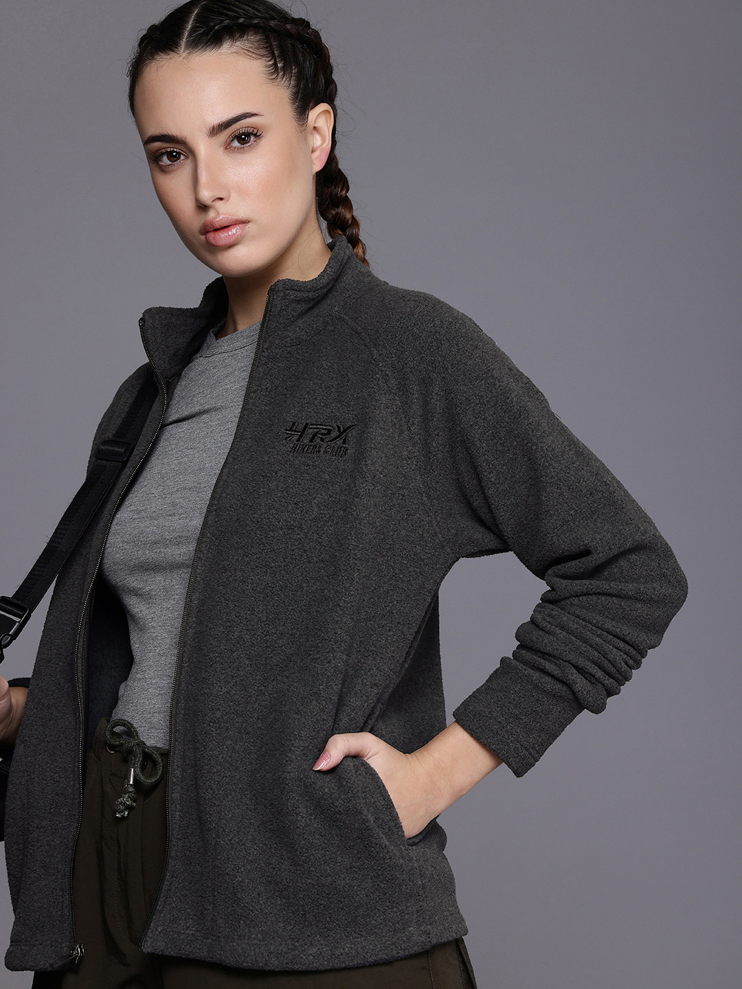 HRX by Hrithik Roshan Open Front Fleece Sweatshirt