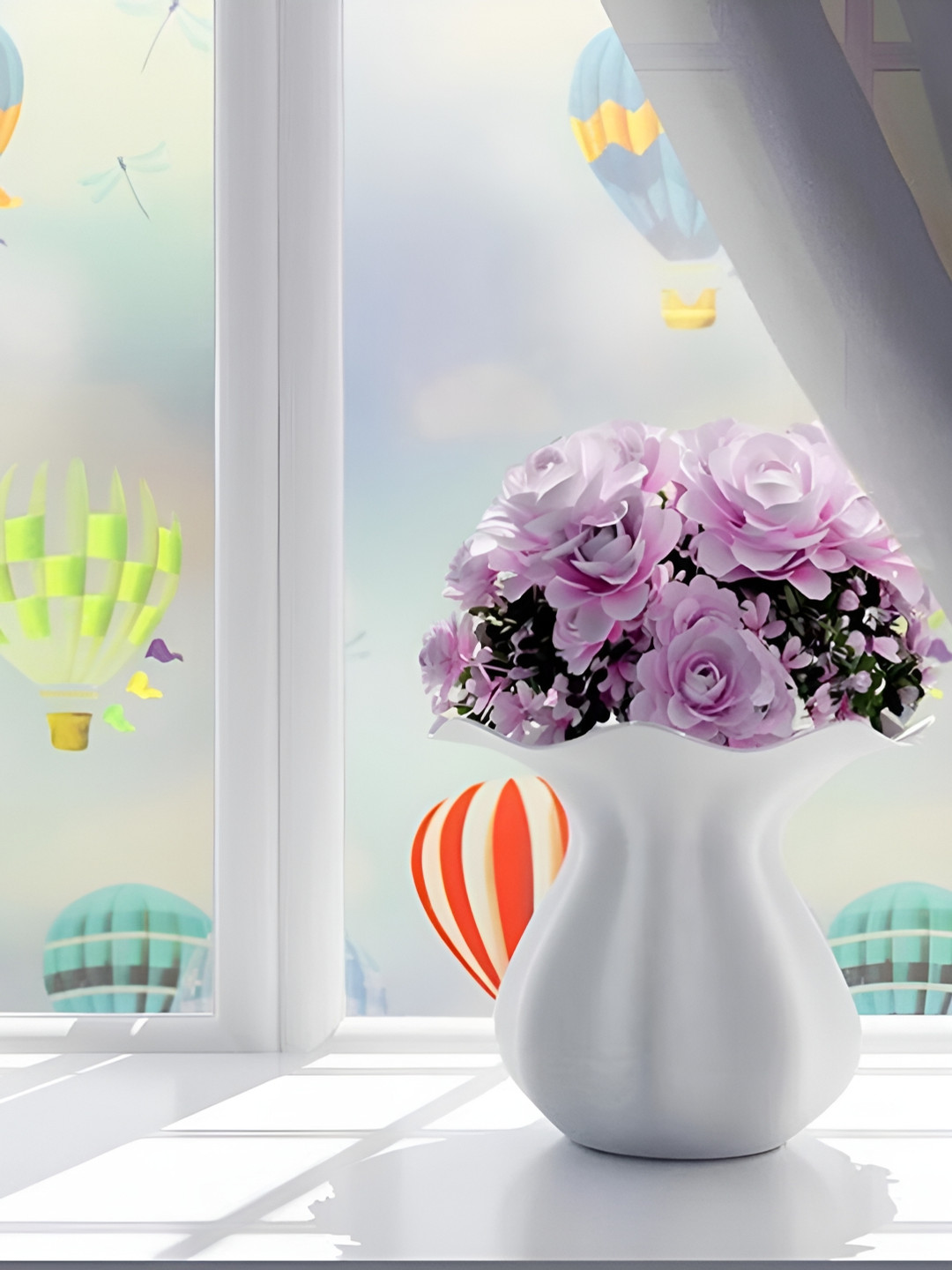 Jaamso Royals White & Purple Printed Self Adhesive Window Film Sticker