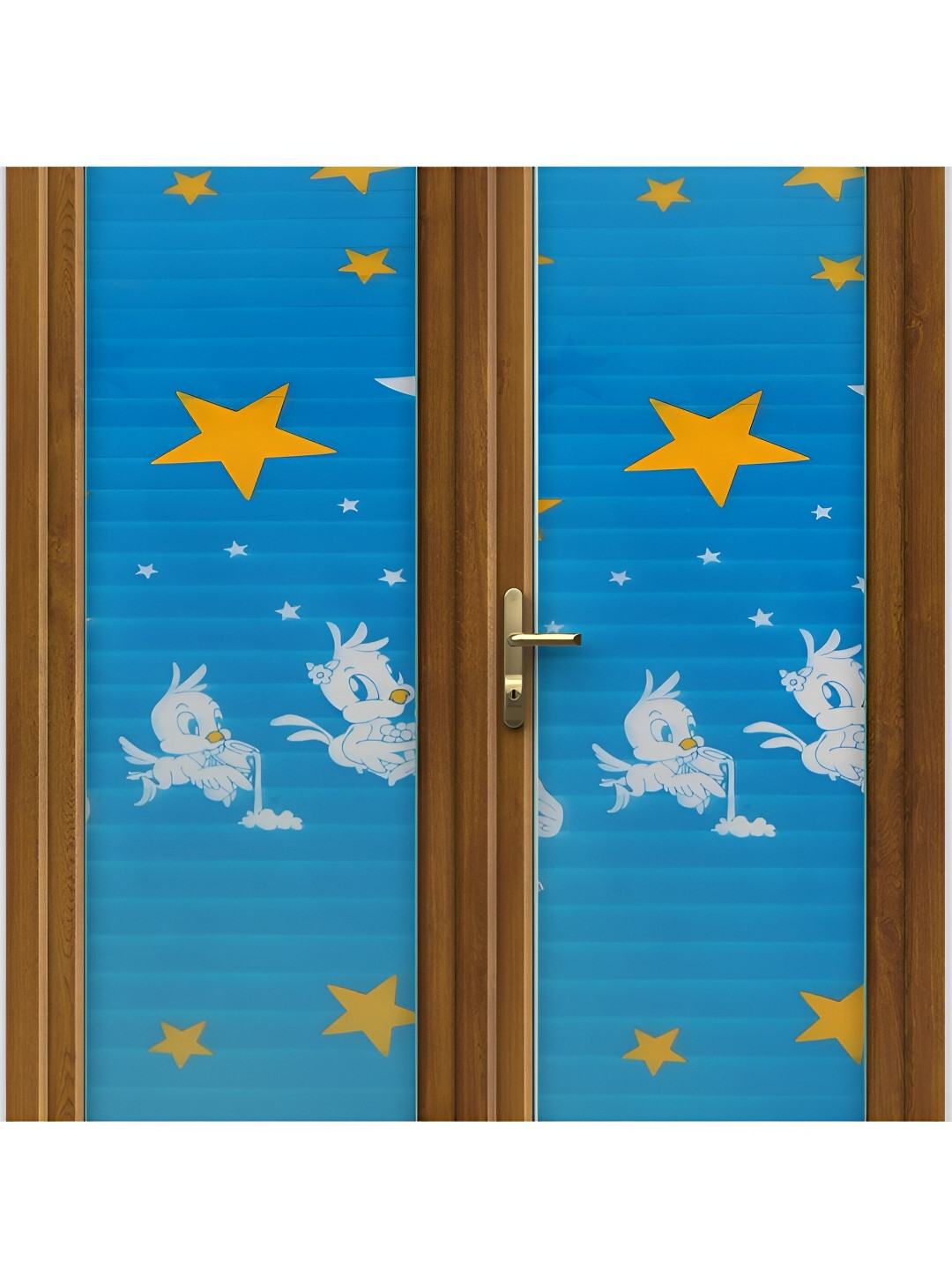 Jaamso Royals Blue & Yellow Printed Self-Adhesive Window Film Sticker