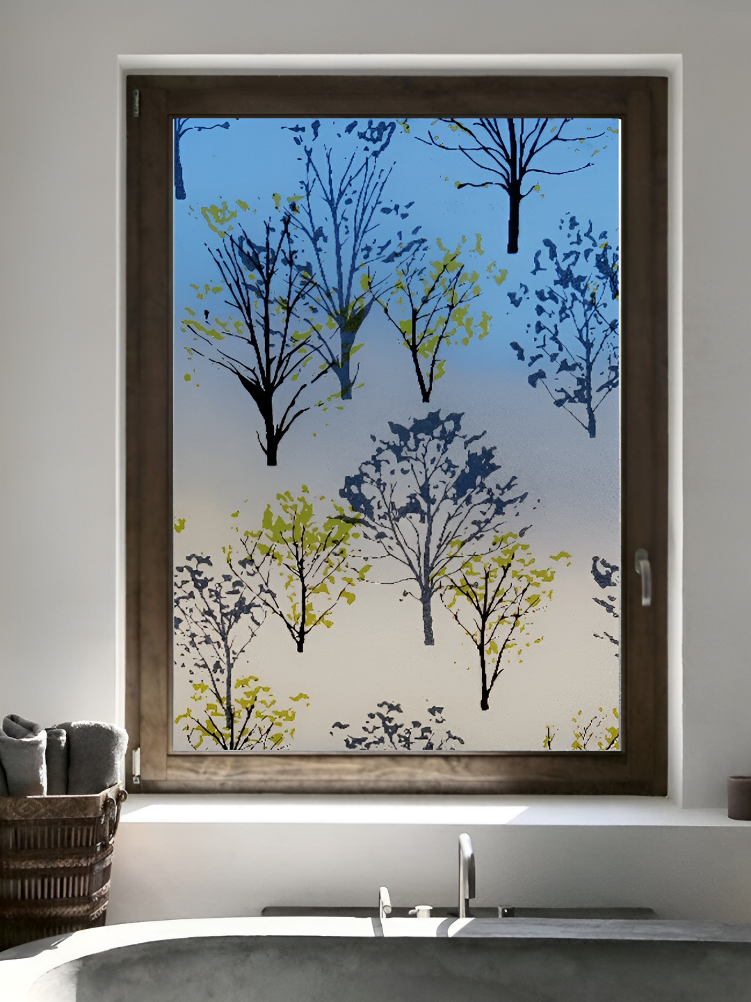 Jaamso Royals Black & Green Floral and Botanical Printed Self-Adhesive Window Film Sticker