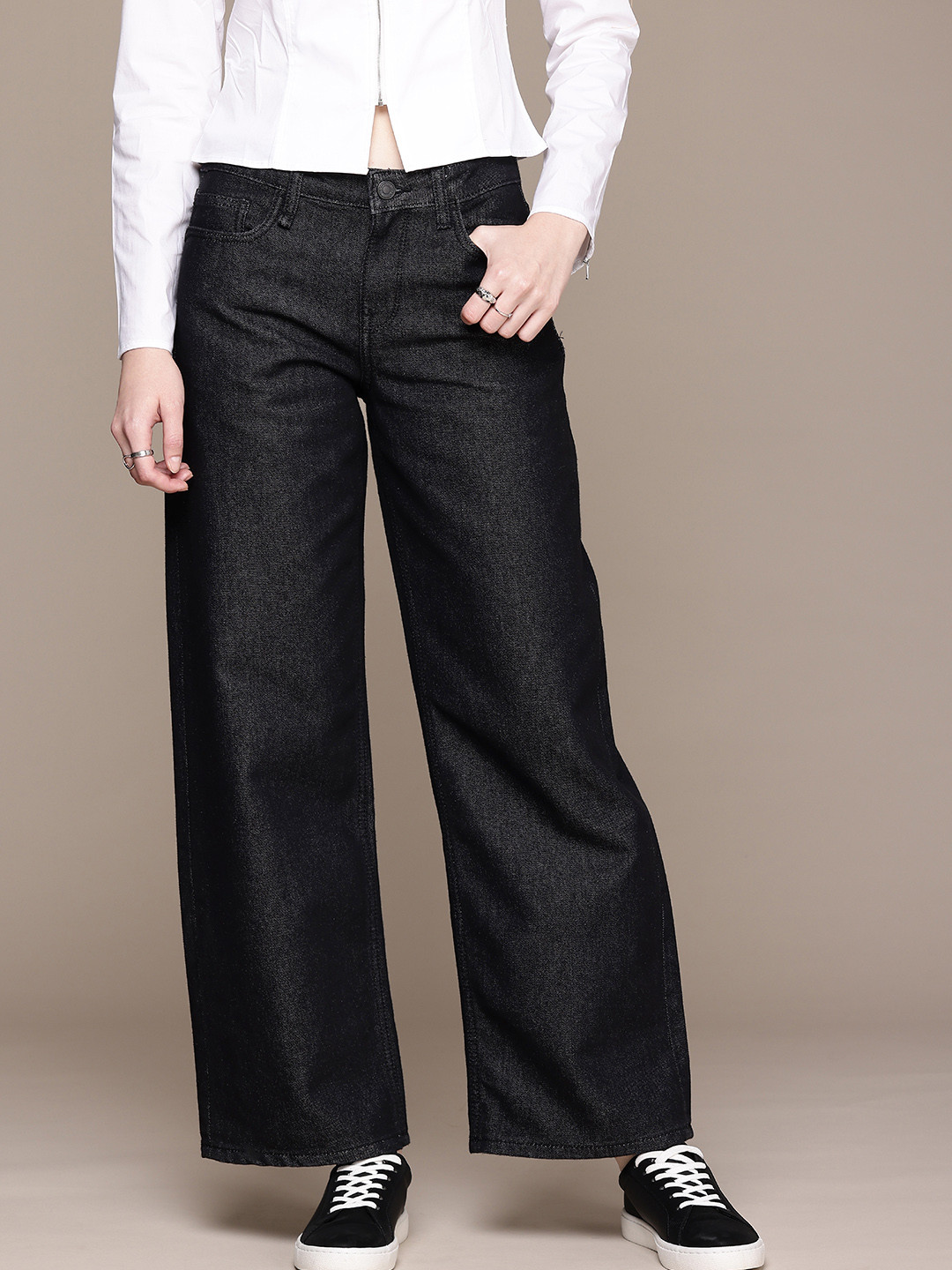 The Roadster Life Co. Women Wide Leg Low-Rise Baggy Jeans