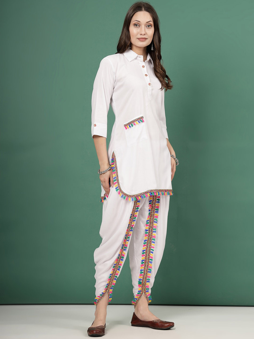 Clora Creation Lace Embellished Tunic With Dhoti Pant