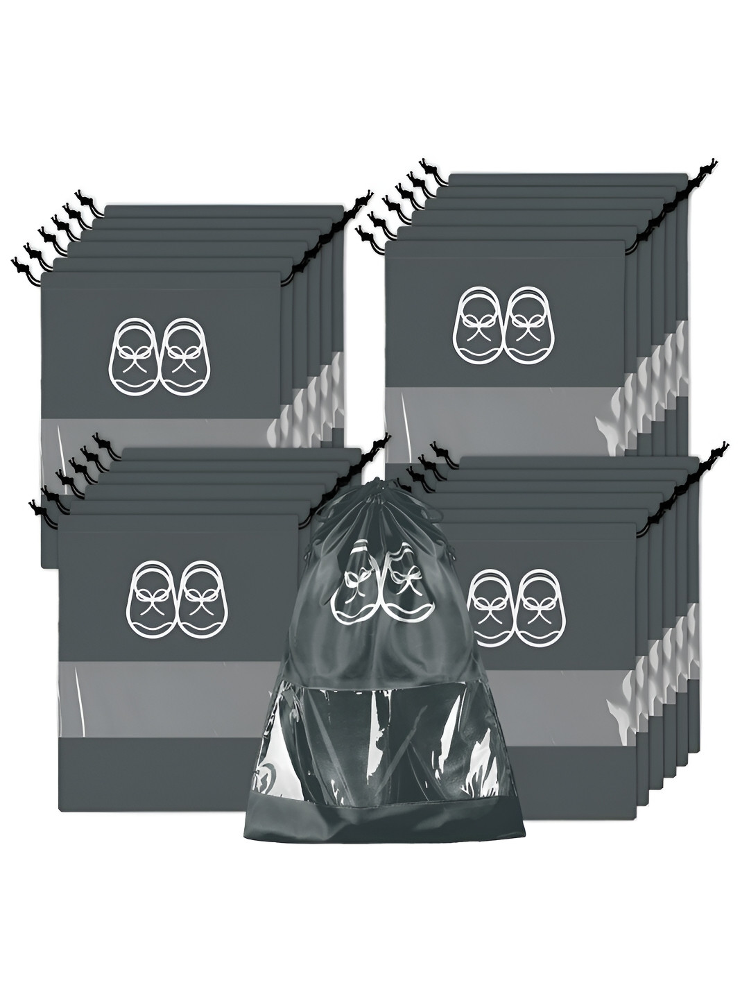 Kuber Industries Pack Of 24 Parachute Shoe Cover Bags with Transparent Window
